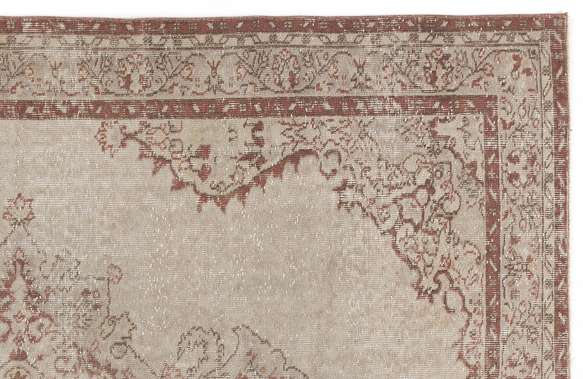 Atina 4743 Beige Vintage Wool Handmade Area Rug 5'5" x 8'11"