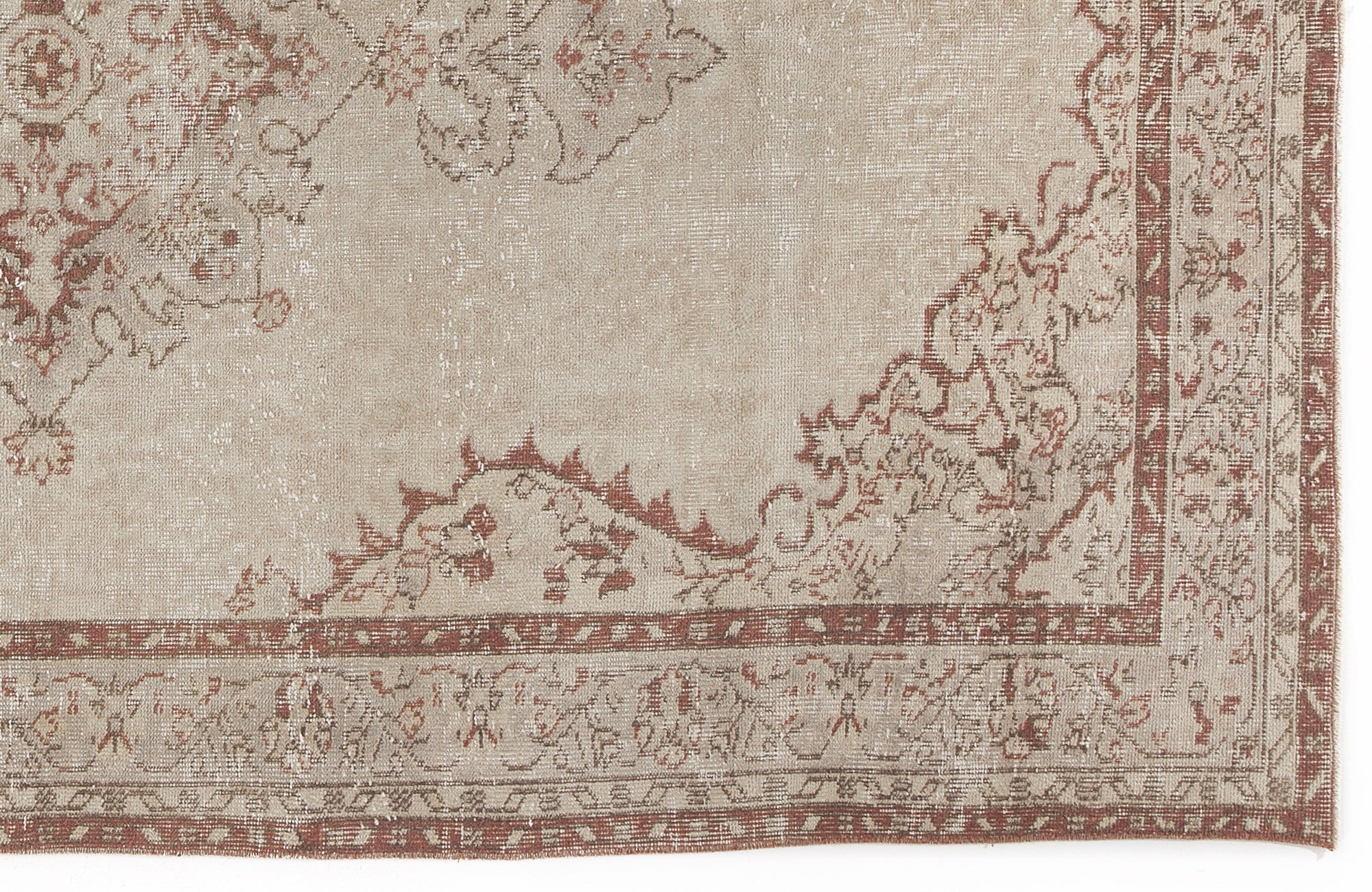 Atina 4743 Beige Vintage Wool Handmade Area Rug 5'5" x 8'11"