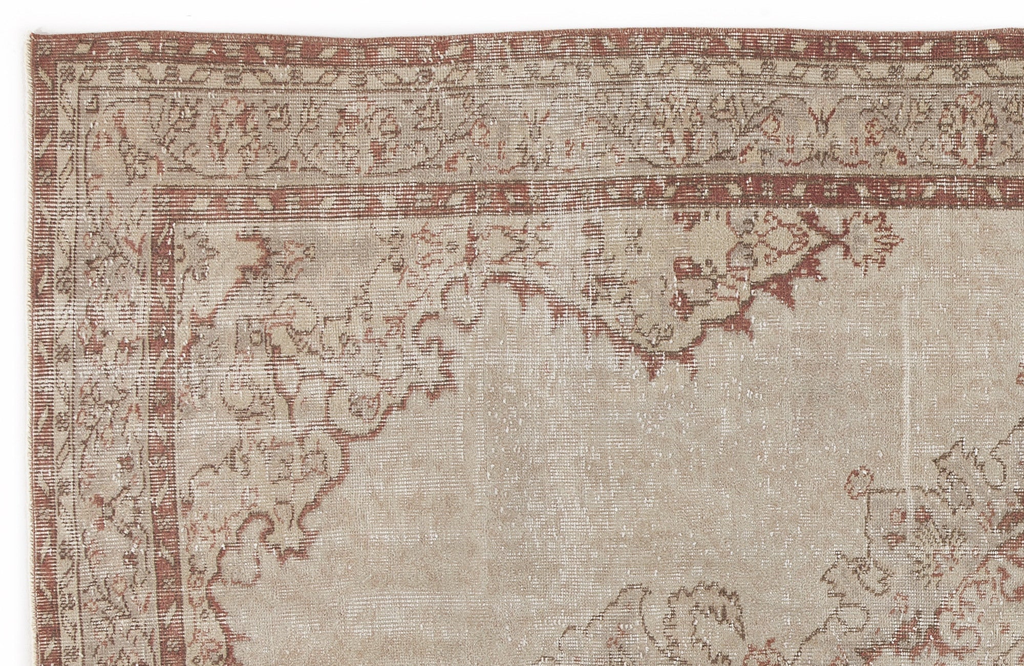 Atina 4743 Beige Vintage Wool Handmade Area Rug 5'5" x 8'11"