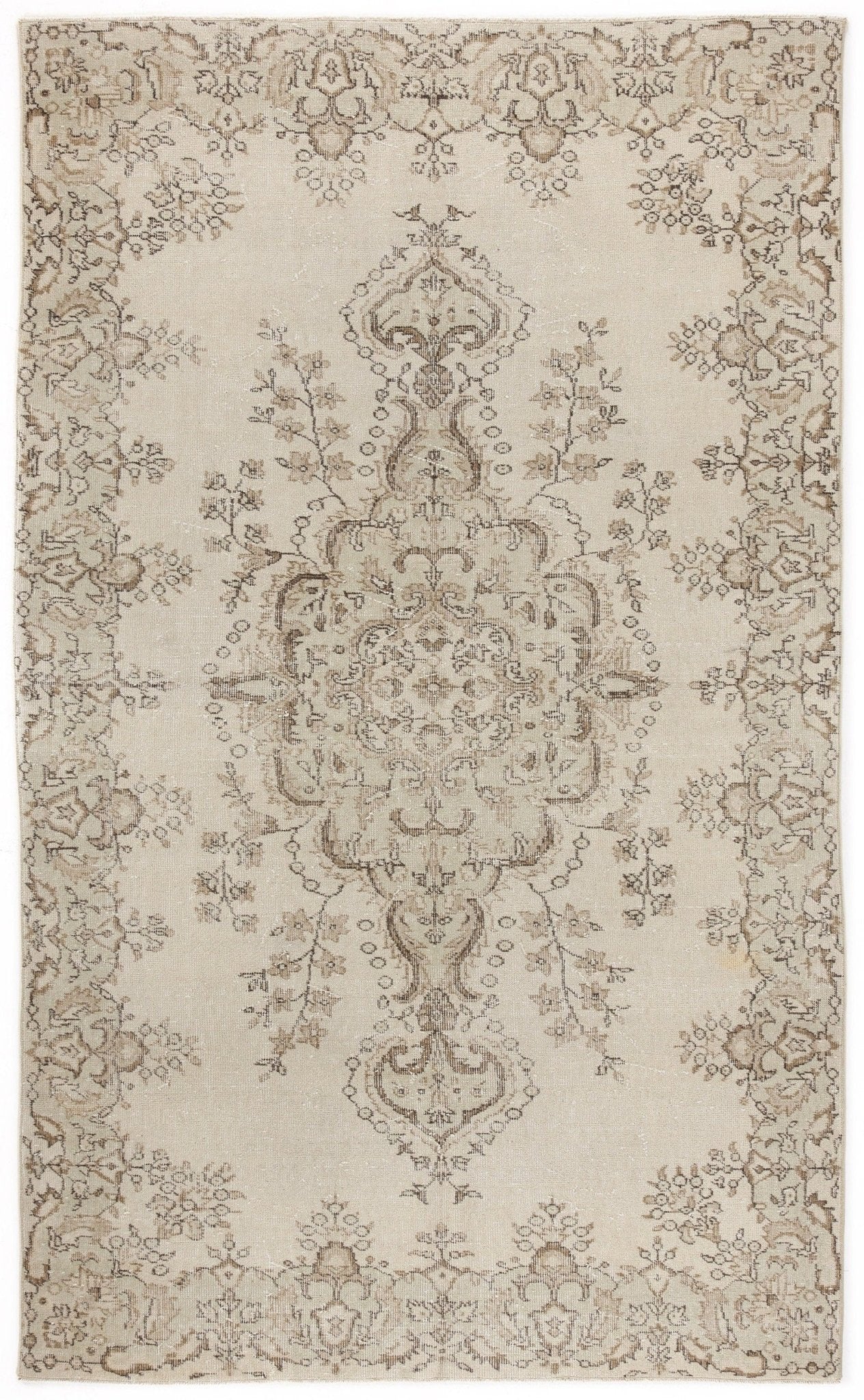 Atina 4959 Beige Vintage Wool Handmade Area Rug 5'8" x 9'3"