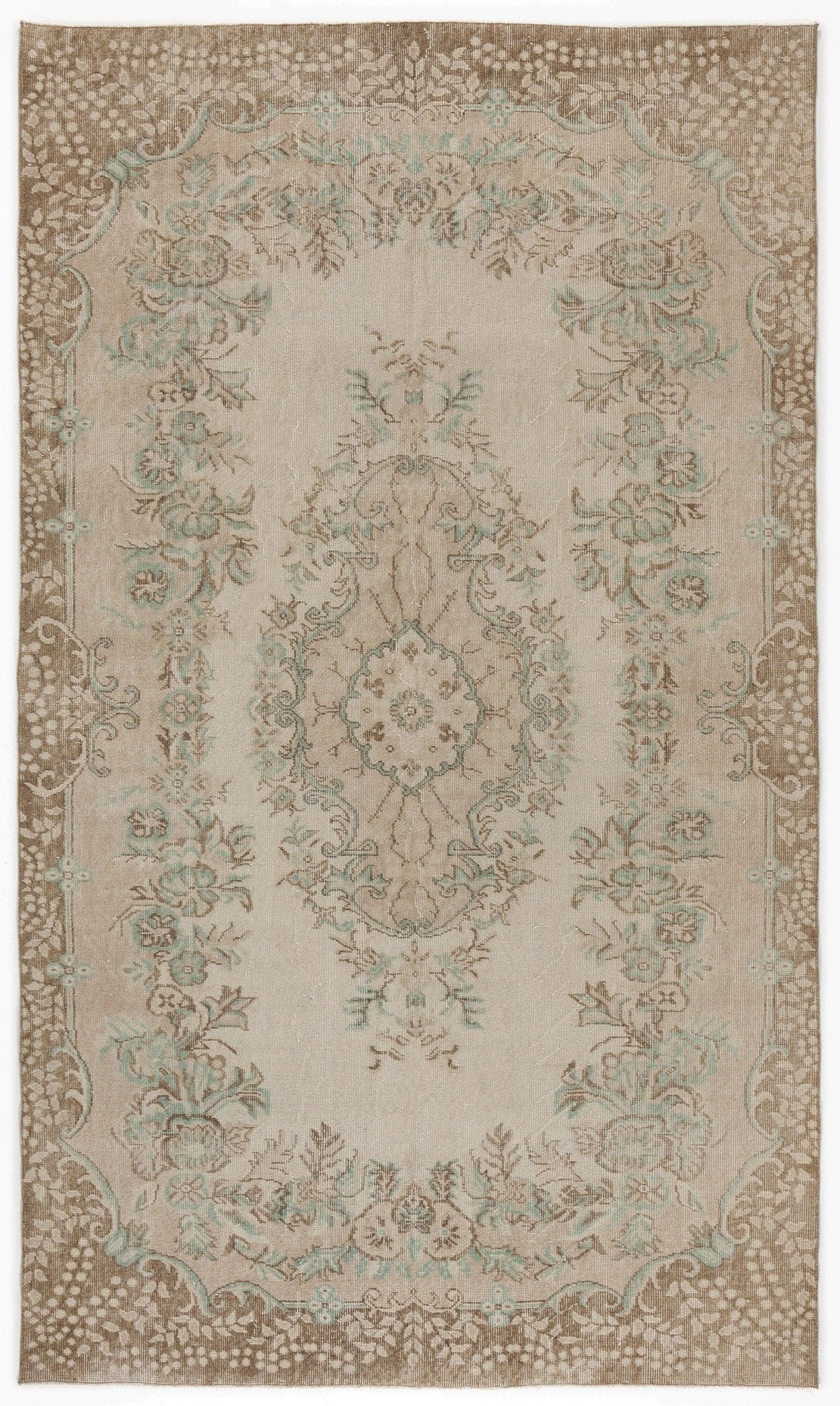 Atina 5246 Beige Vintage Wool Handmade Area Rug 5'7" x 9'6"