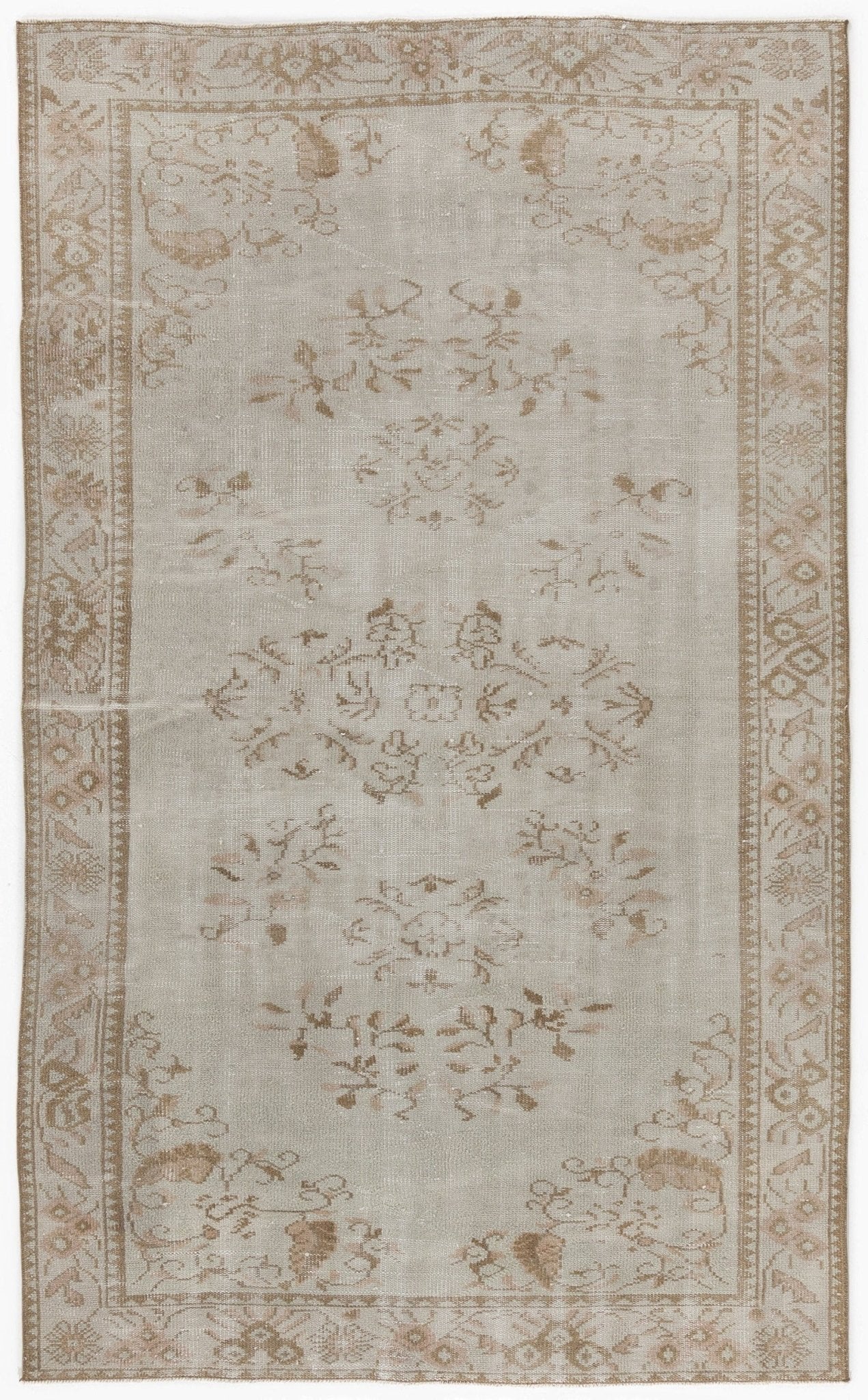 Atina 5249 Beige Vintage Wool Handmade Area Rug 5'3" x 8'8"