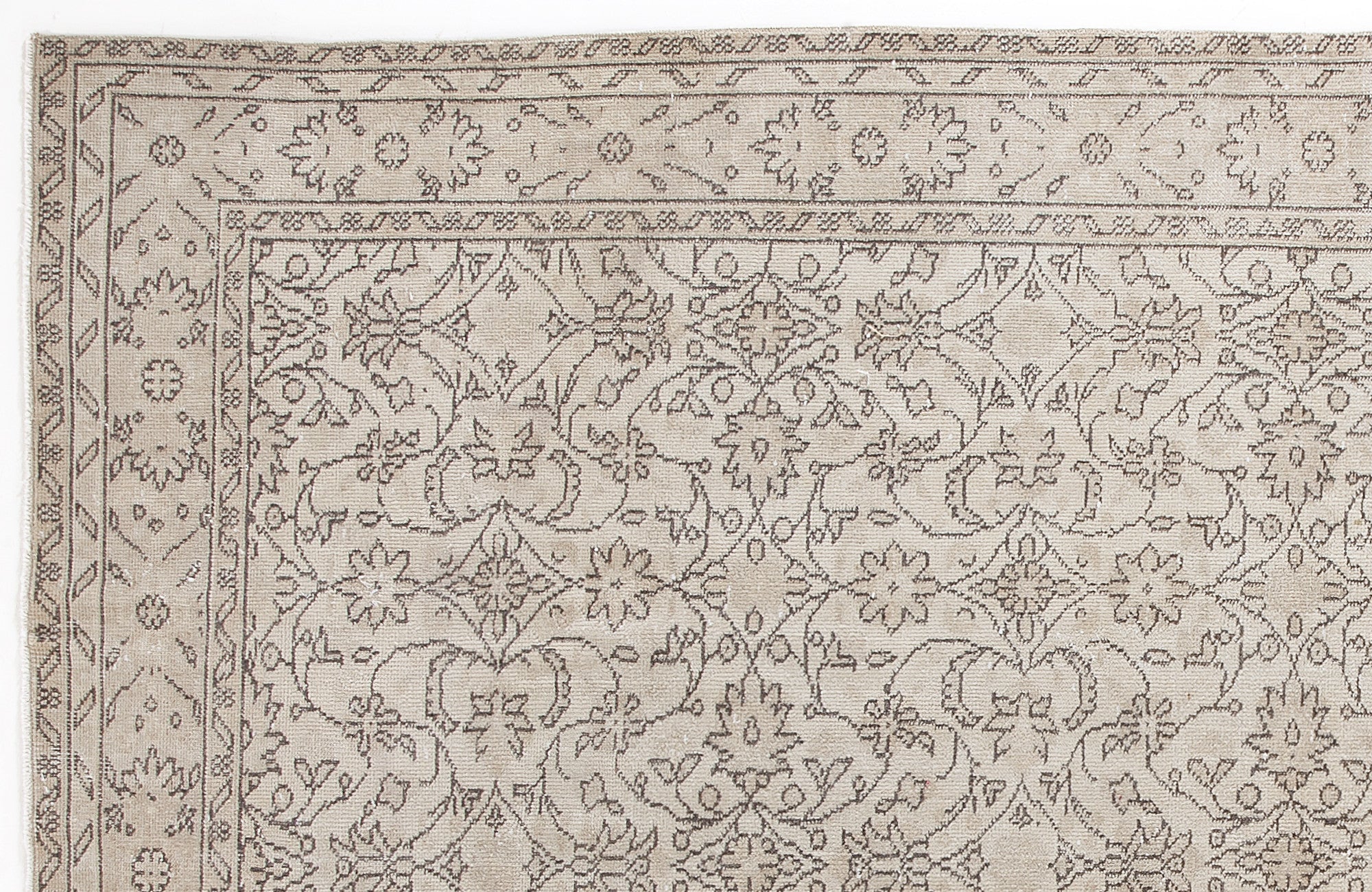 Atina 5514 Beige Vintage Wool Handmade Area Rug 6'1" x 9'3"