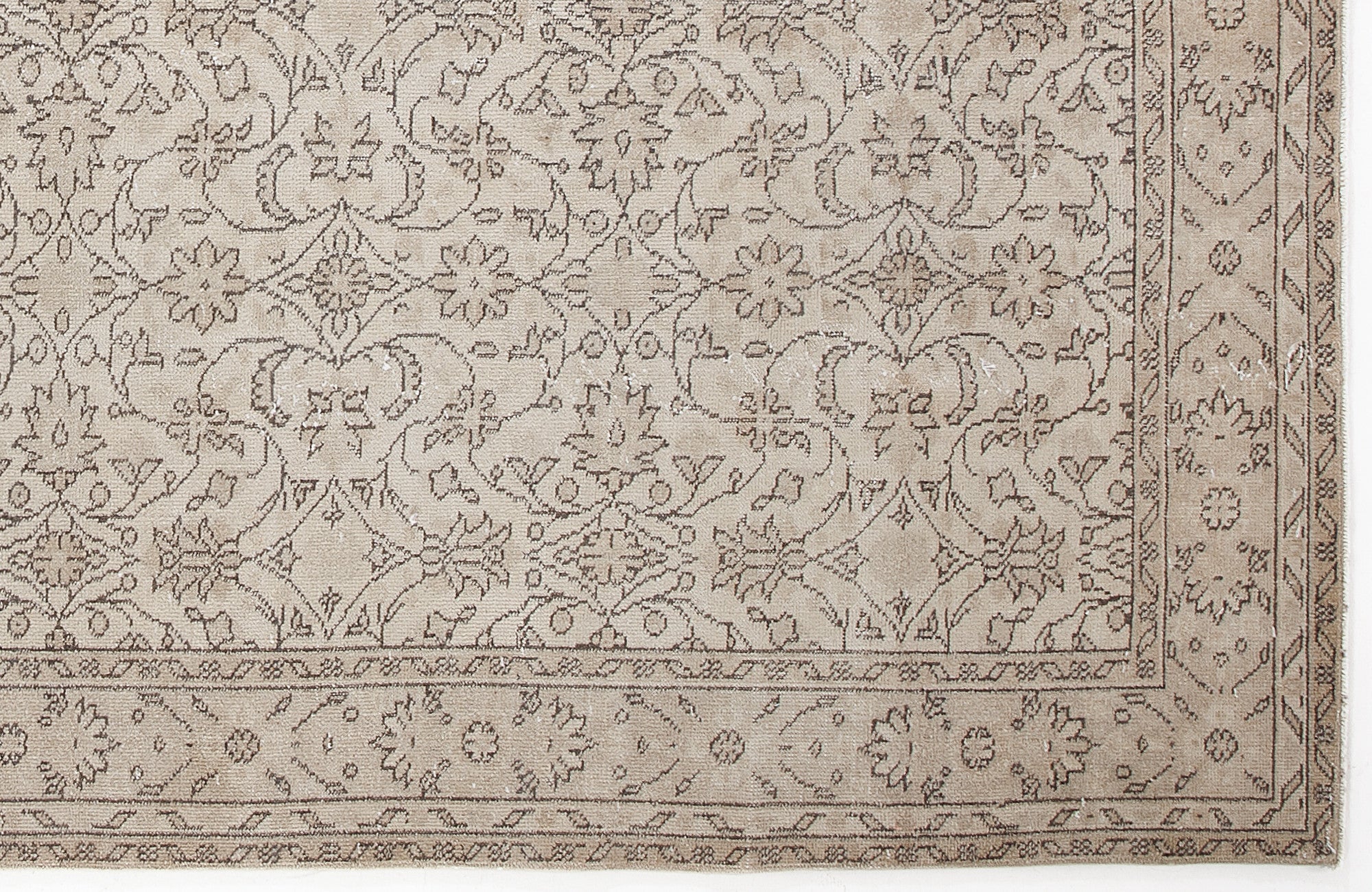 Atina 5514 Beige Vintage Wool Handmade Area Rug 6'1" x 9'3"