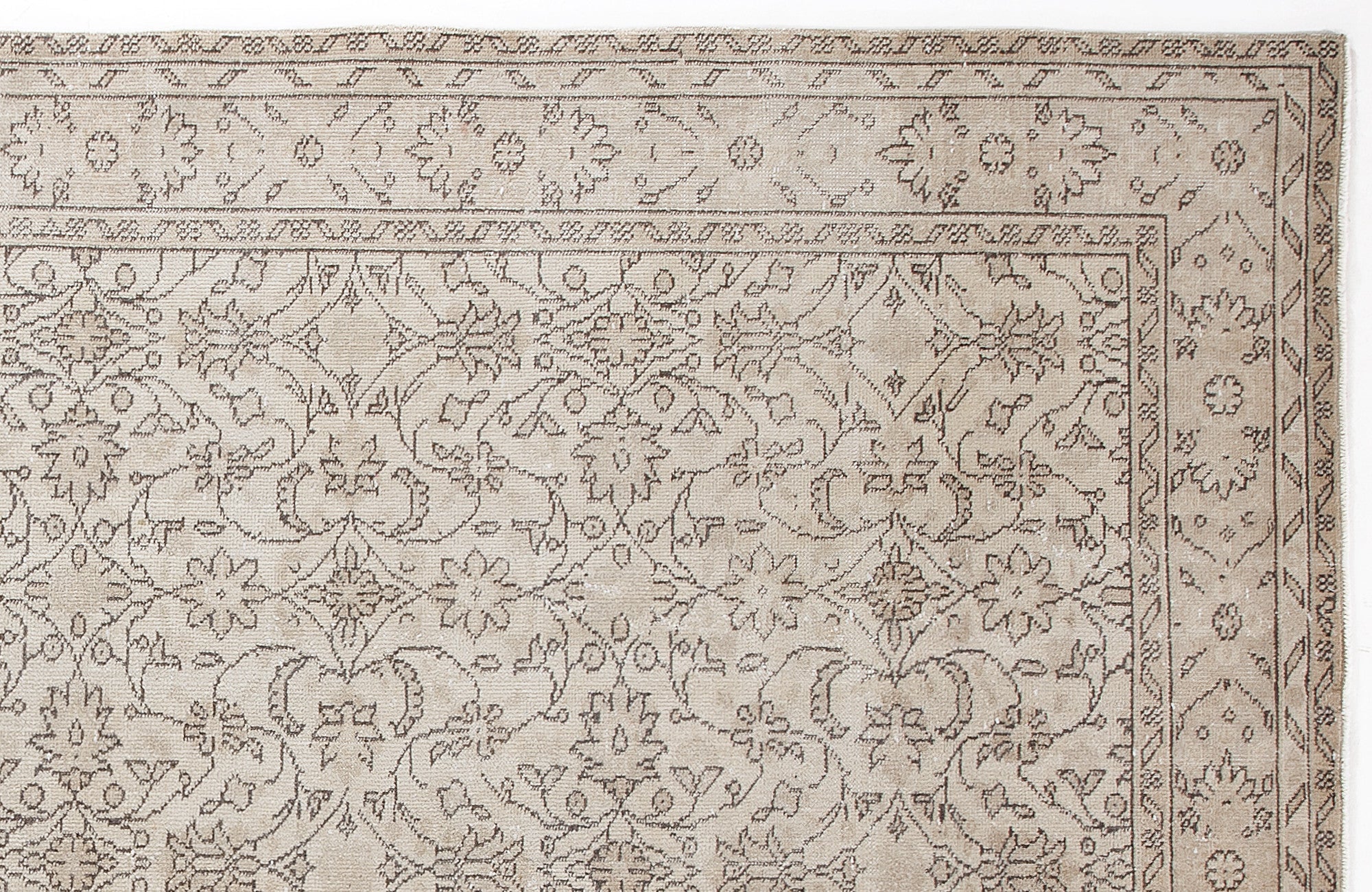 Atina 5514 Beige Vintage Wool Handmade Area Rug 6'1" x 9'3"
