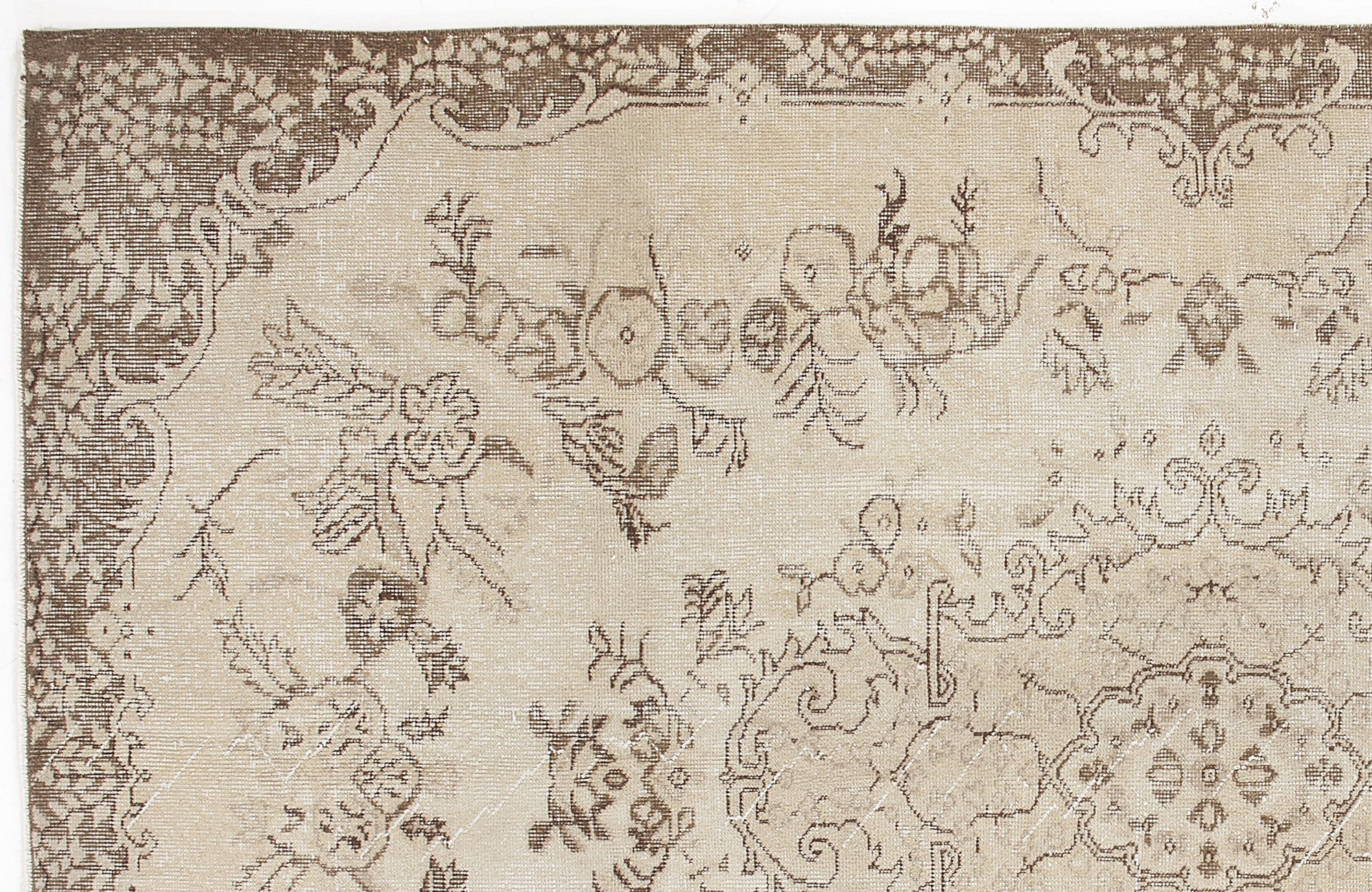 Atina 5515 Beige Vintage Wool Handmade Area Rug 5'7" x 8'10"