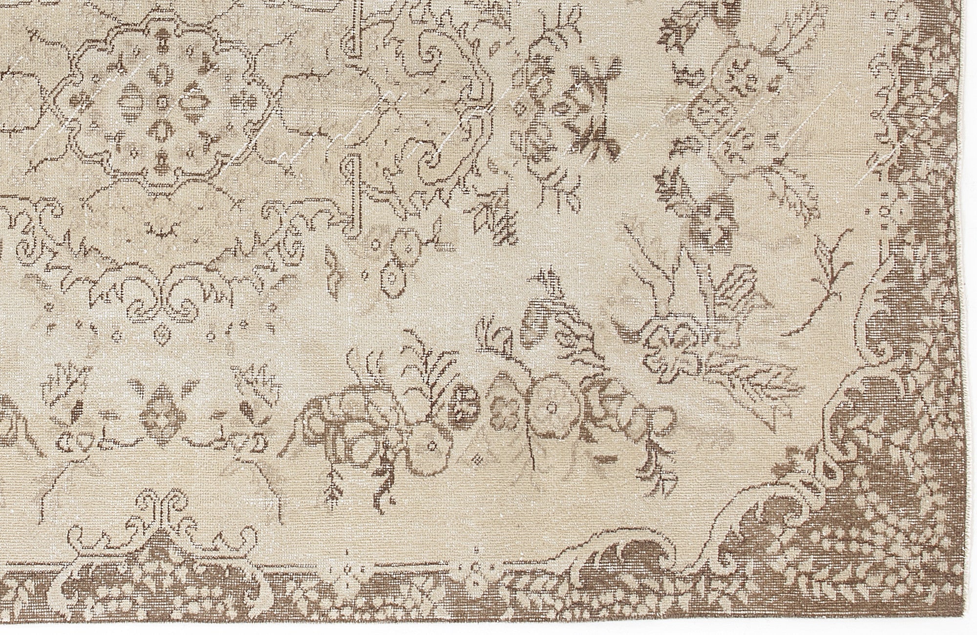 Atina 5515 Beige Vintage Wool Handmade Area Rug 5'7" x 8'10"