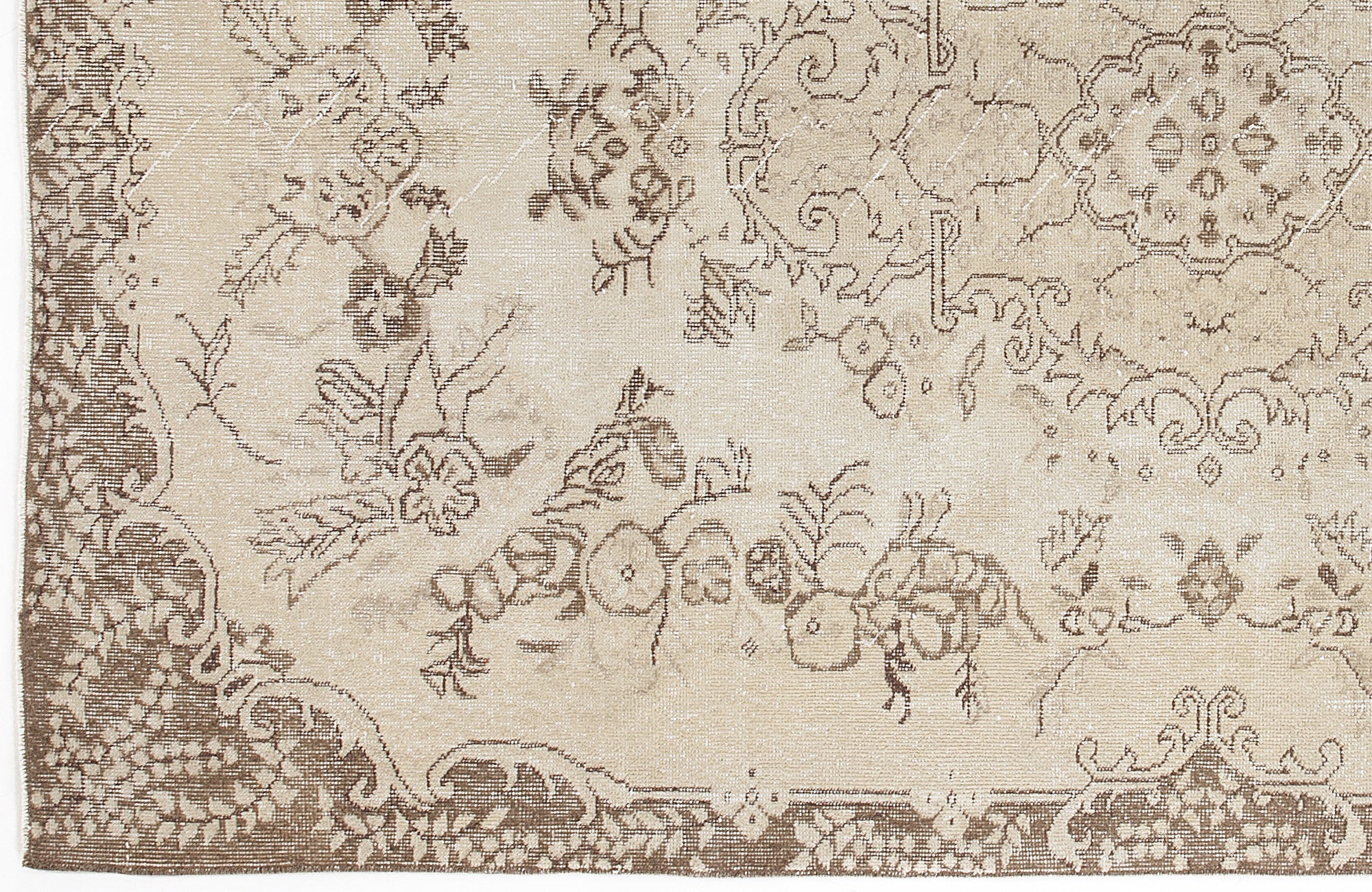 Atina 5515 Beige Vintage Wool Handmade Area Rug 5'7" x 8'10"