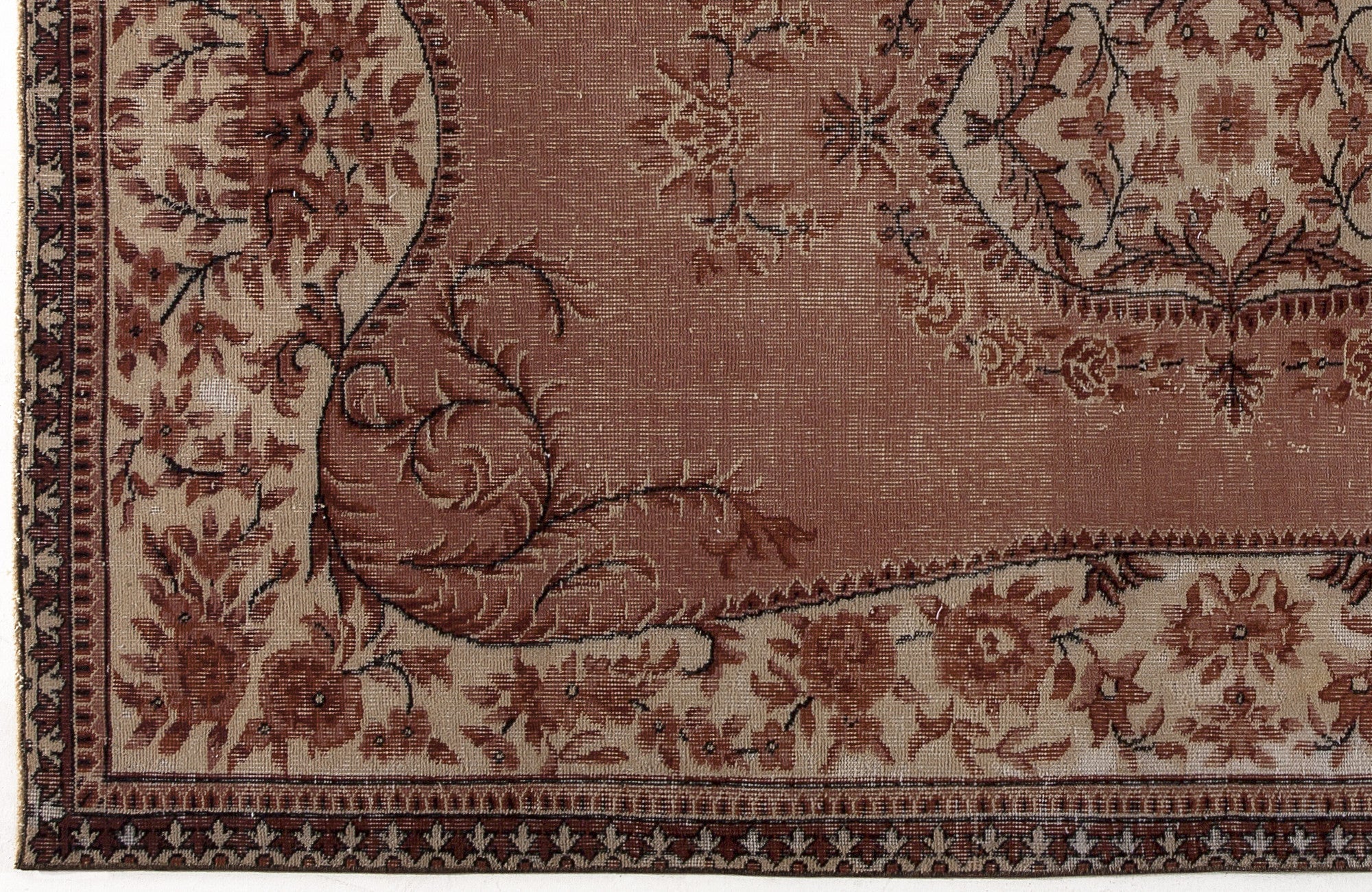 Atina 5586 Brown Vintage Wool Handmade Area Rug 5'3" x 8'5"