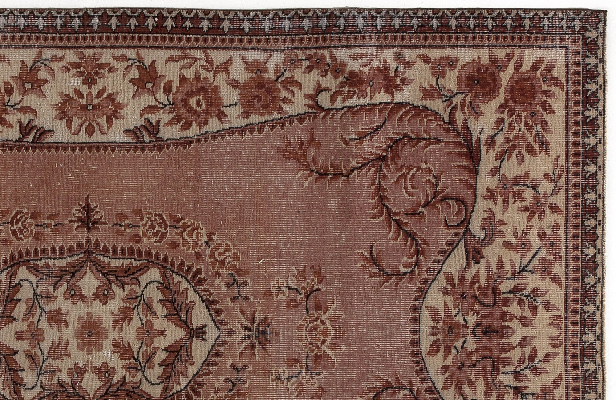 Atina 5586 Brown Vintage Wool Handmade Area Rug 5'3" x 8'5"