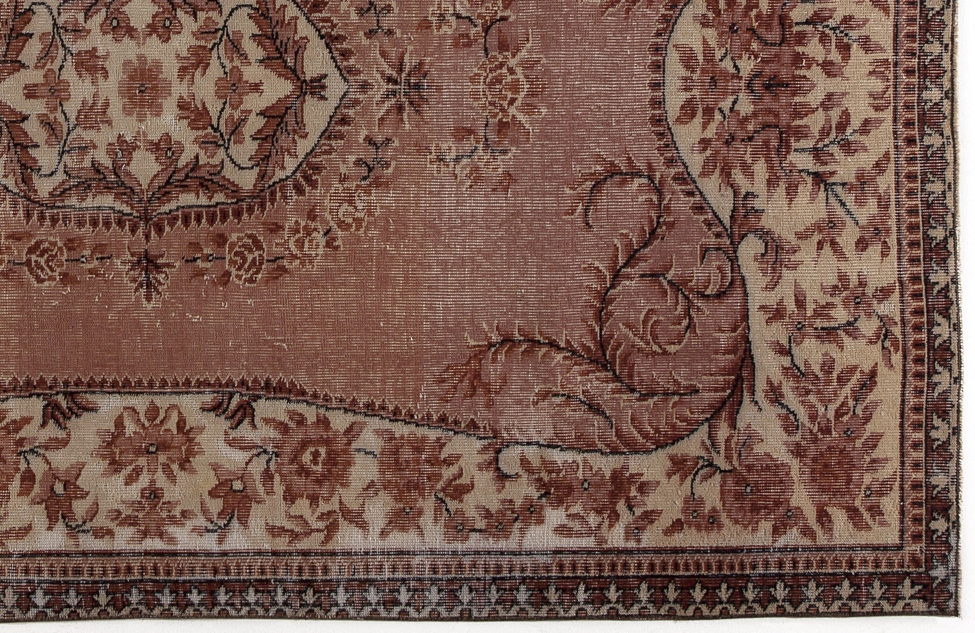 Atina 5586 Brown Vintage Wool Handmade Area Rug 5'3" x 8'5"