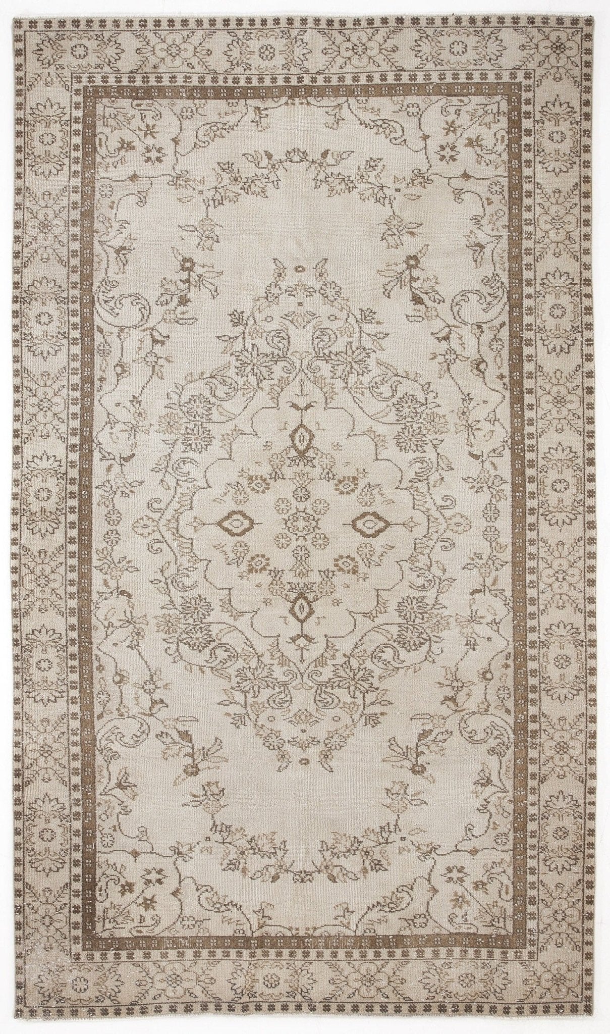 Atina 5632 Beige Vintage Wool Handmade Area Rug 5'10" x 9'9"