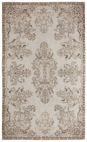 Atina 5685 Beige Vintage Wool Handmade Area Rug 5'11" x 9'2"