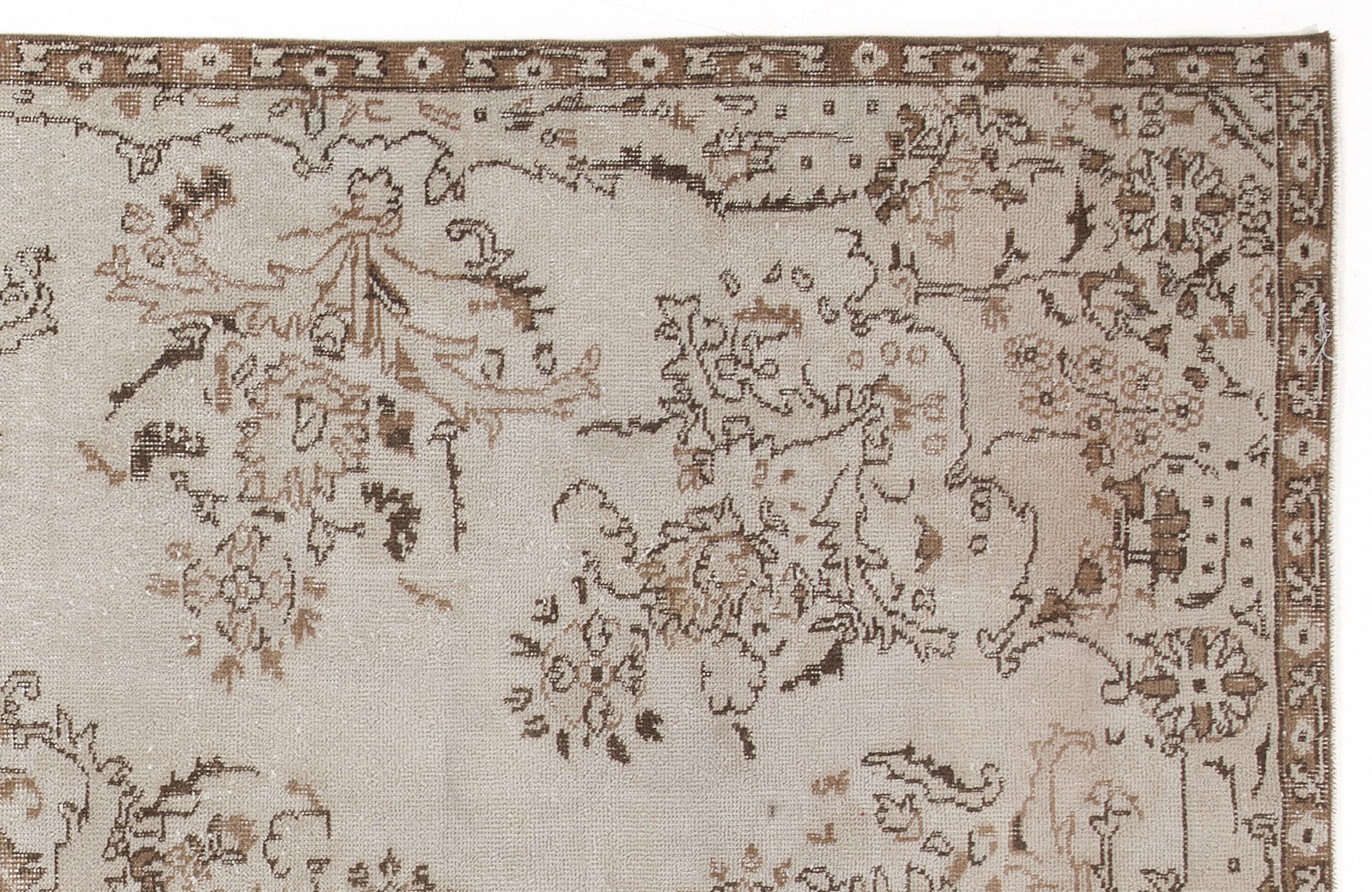 Atina 5685 Beige Vintage Wool Handmade Area Rug 5'11" x 9'2"