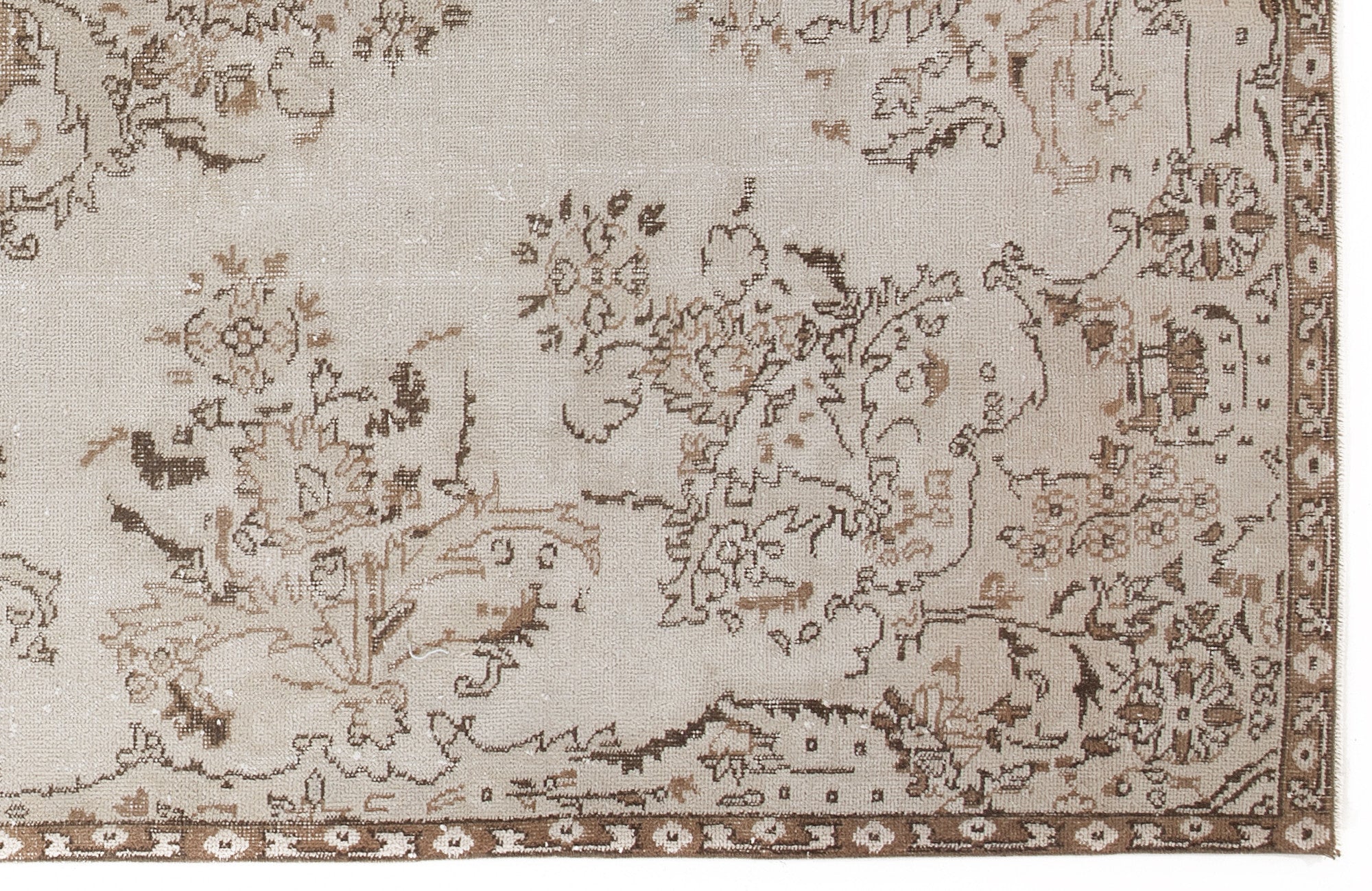 Atina 5685 Beige Vintage Wool Handmade Area Rug 5'11" x 9'2"