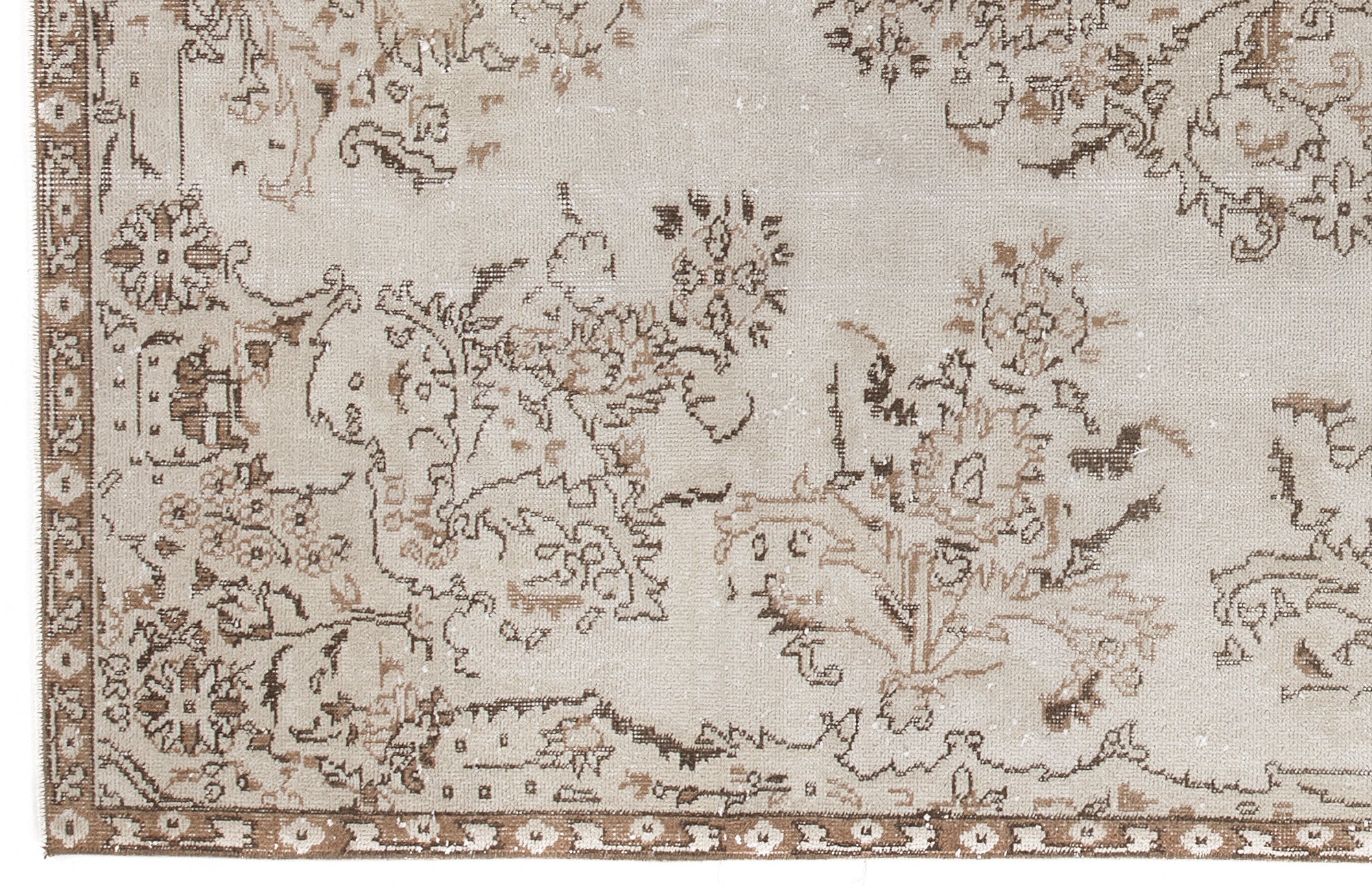 Atina 5685 Beige Vintage Wool Handmade Area Rug 5'11" x 9'2"