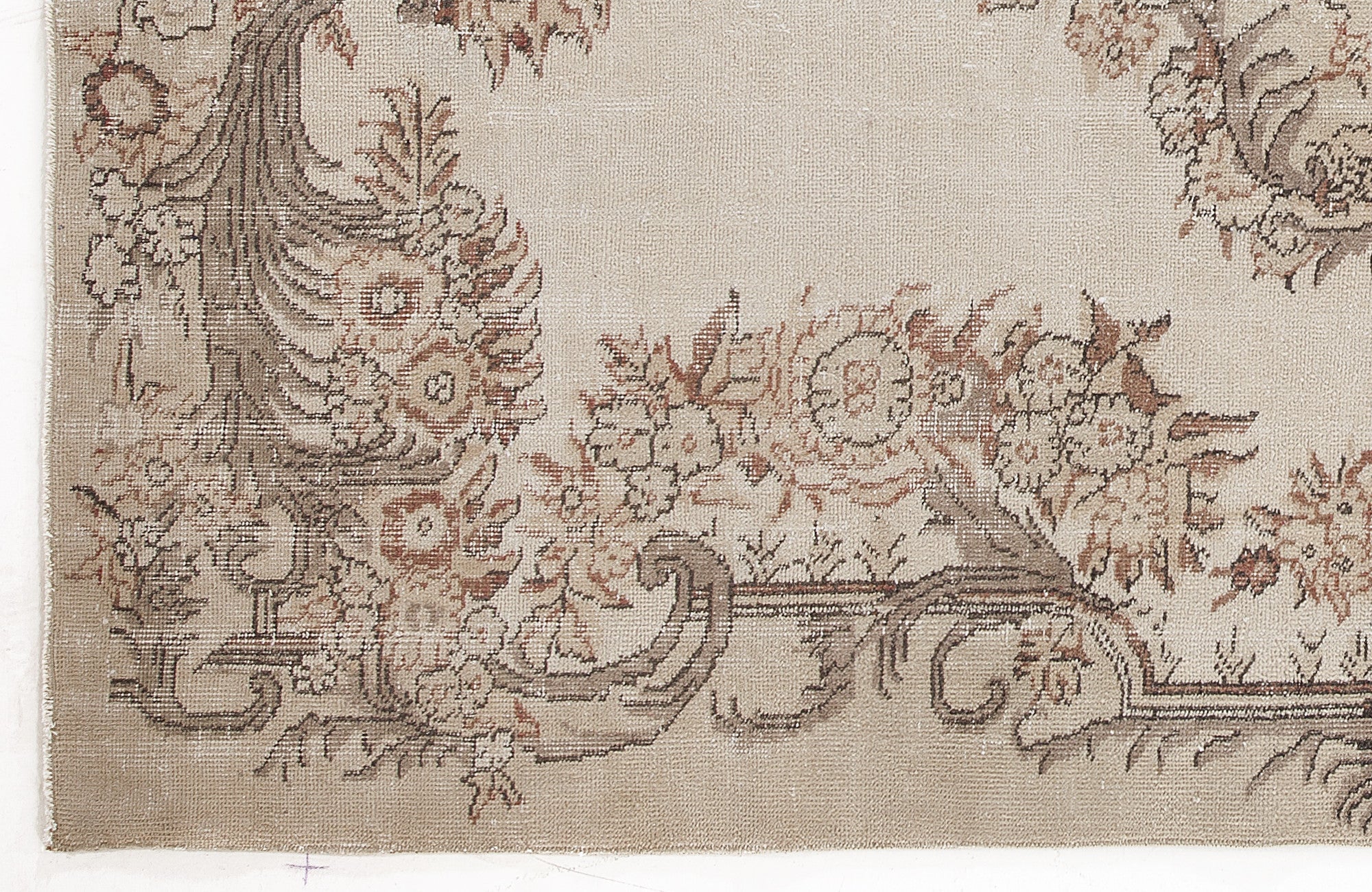 Atina 5842 Beige Vintage Wool Handmade Area Rug 5'7" x 9'10"
