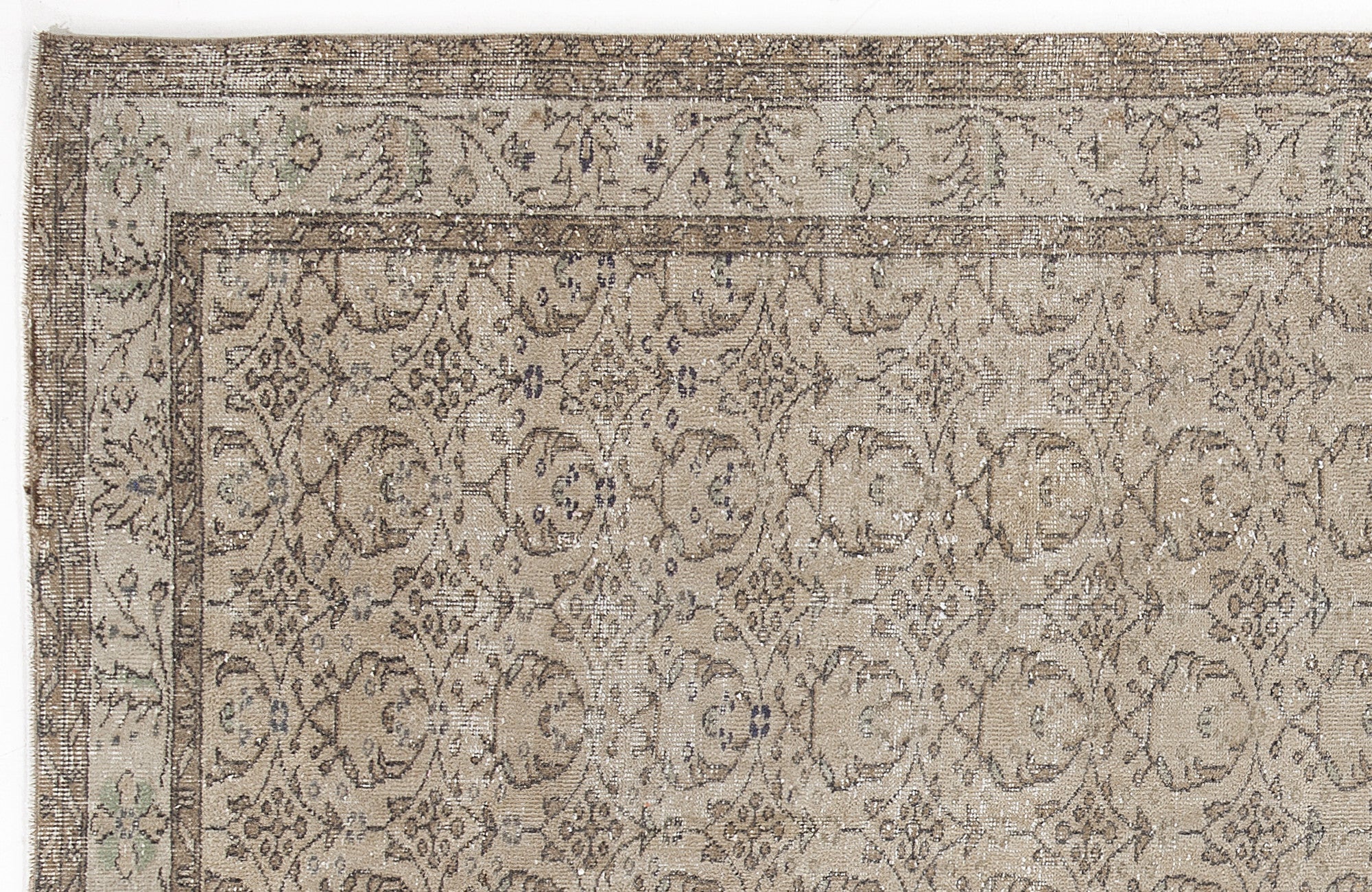 Atina 5883 Beige Vintage Wool Handmade Area Rug 5'7" x 9'3"