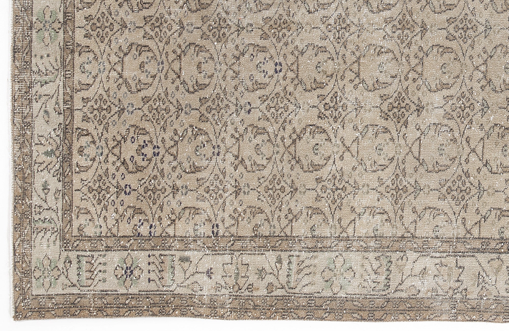 Atina 5883 Beige Vintage Wool Handmade Area Rug 5'7" x 9'3"