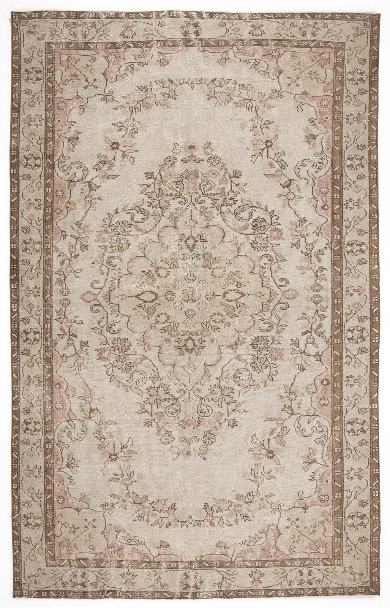 Atina 5972 Beige Vintage Wool Handmade Area Rug 5'7" x 9'1"