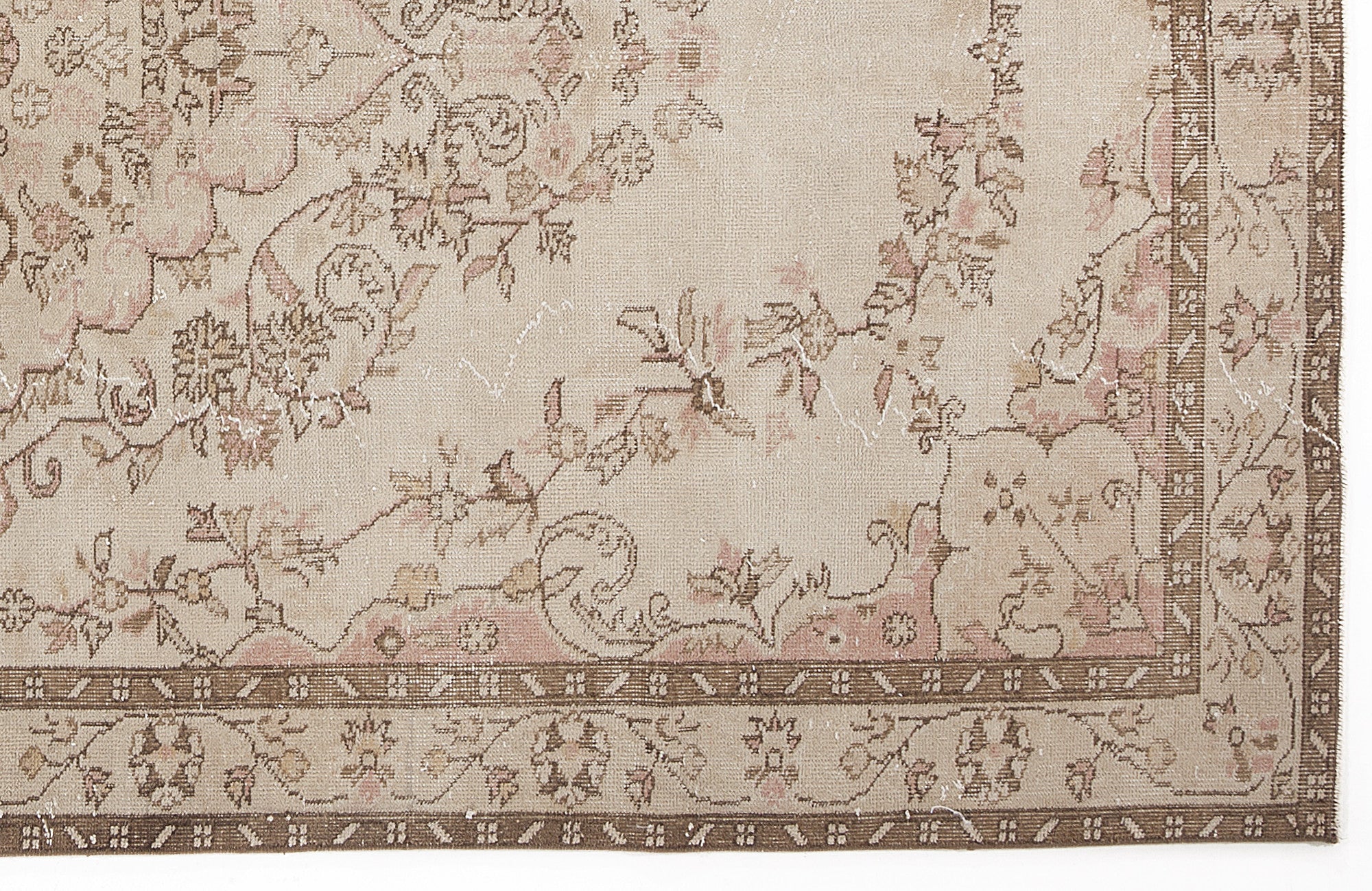 Atina 5972 Beige Vintage Wool Handmade Area Rug 5'7" x 9'1"