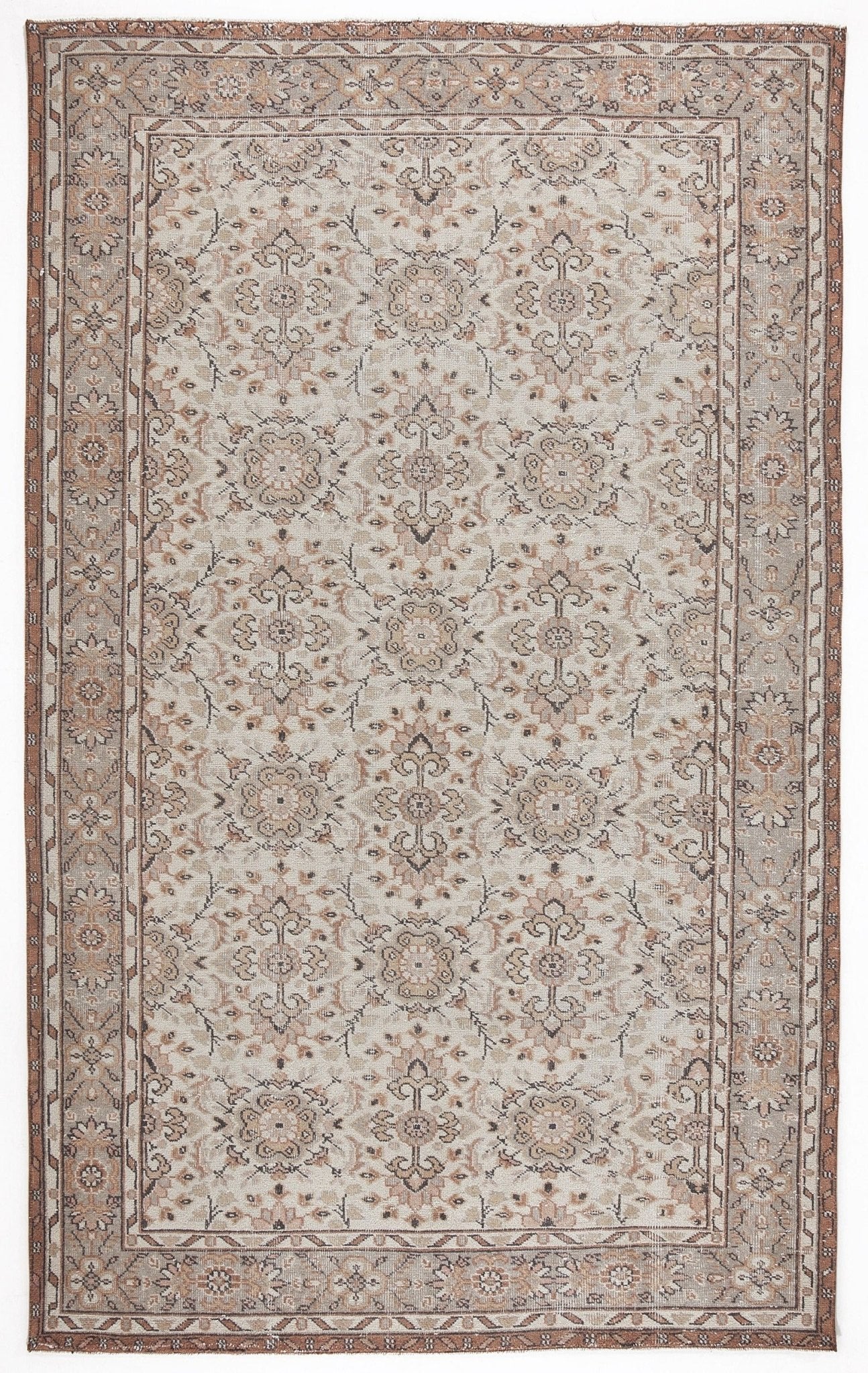 Atina 5984 Beige Vintage Wool Handmade Area Rug 5'7" x 9'3"