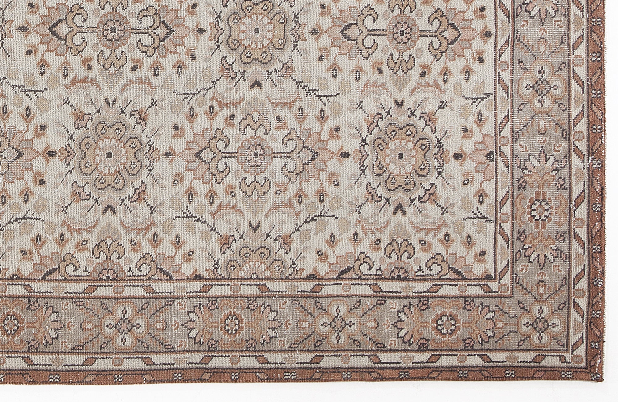 Atina 5984 Beige Vintage Wool Handmade Area Rug 5'7" x 9'3"