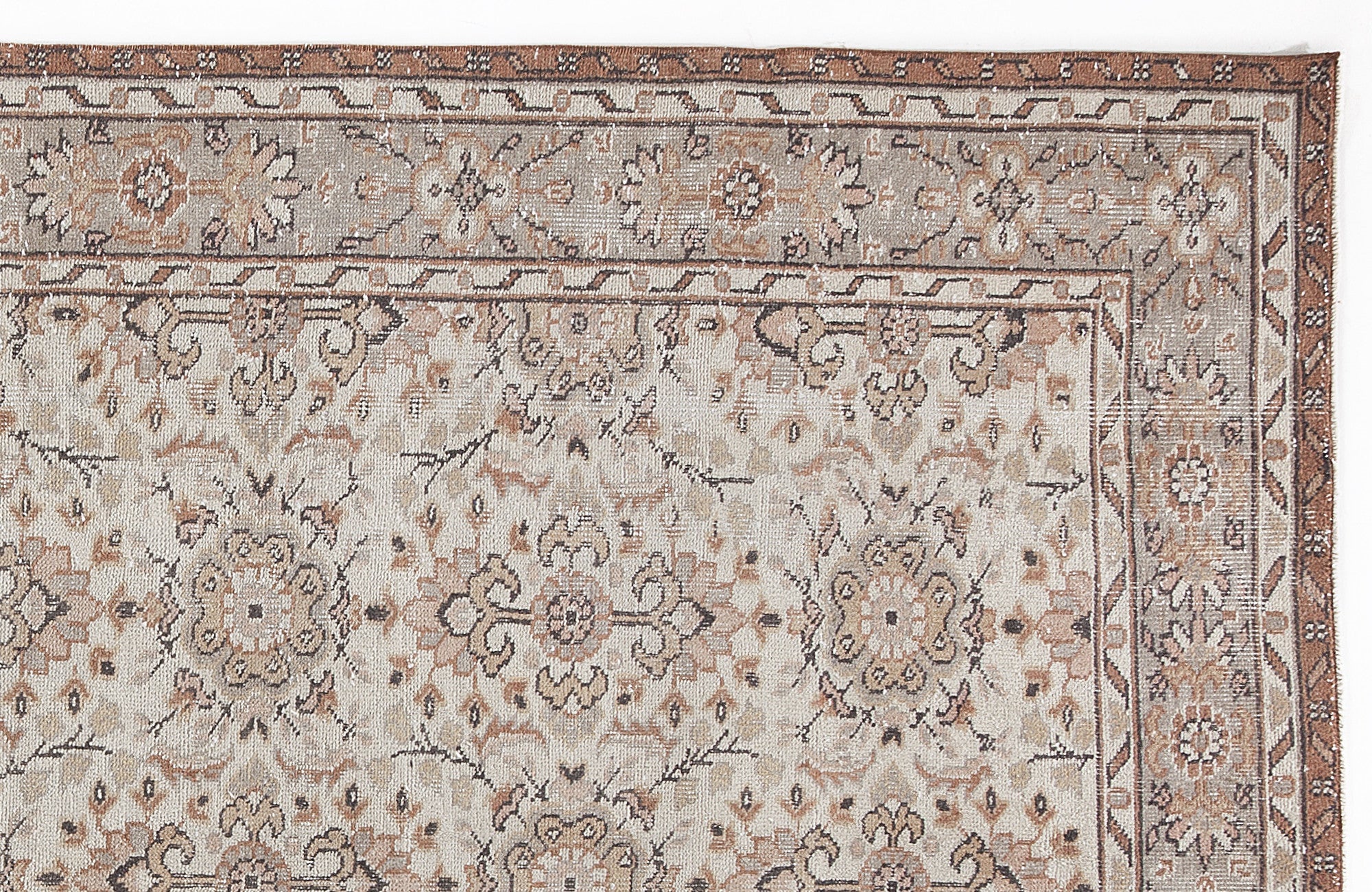 Atina 5984 Beige Vintage Wool Handmade Area Rug 5'7" x 9'3"