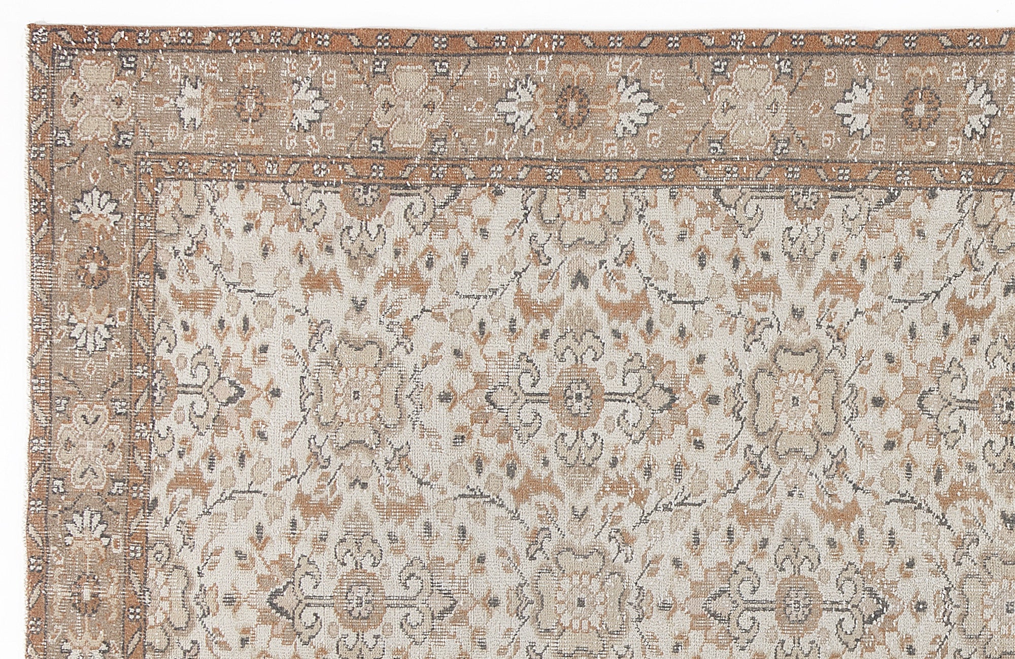 Atina 5994 Beige Vintage Wool Handmade Area Rug 5'5" x 9'1"