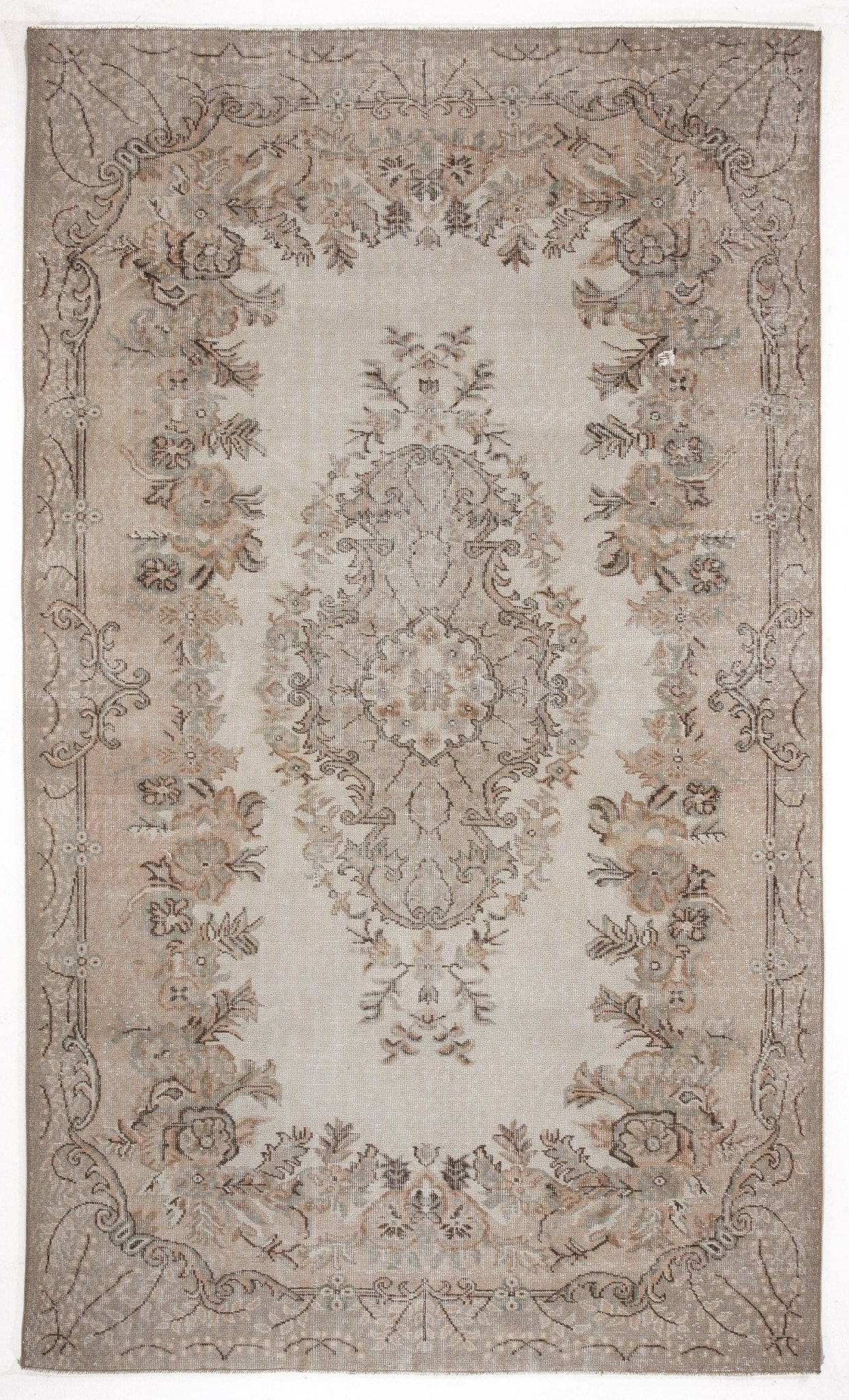 Atina 6086 Beige Vintage Wool Handmade Area Rug 5'9" x 9'10"
