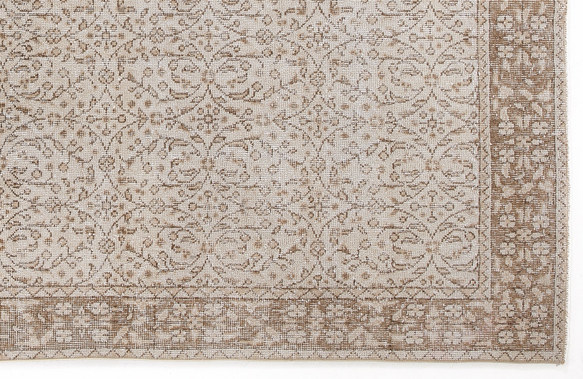 Atina 6115 Beige Vintage Wool Handmade Area Rug 5'3" x 8'8"