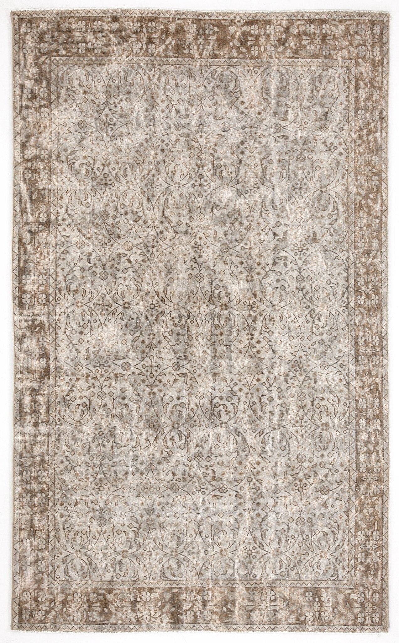 Atina 6115 Beige Vintage Wool Handmade Area Rug 5'3" x 8'8"