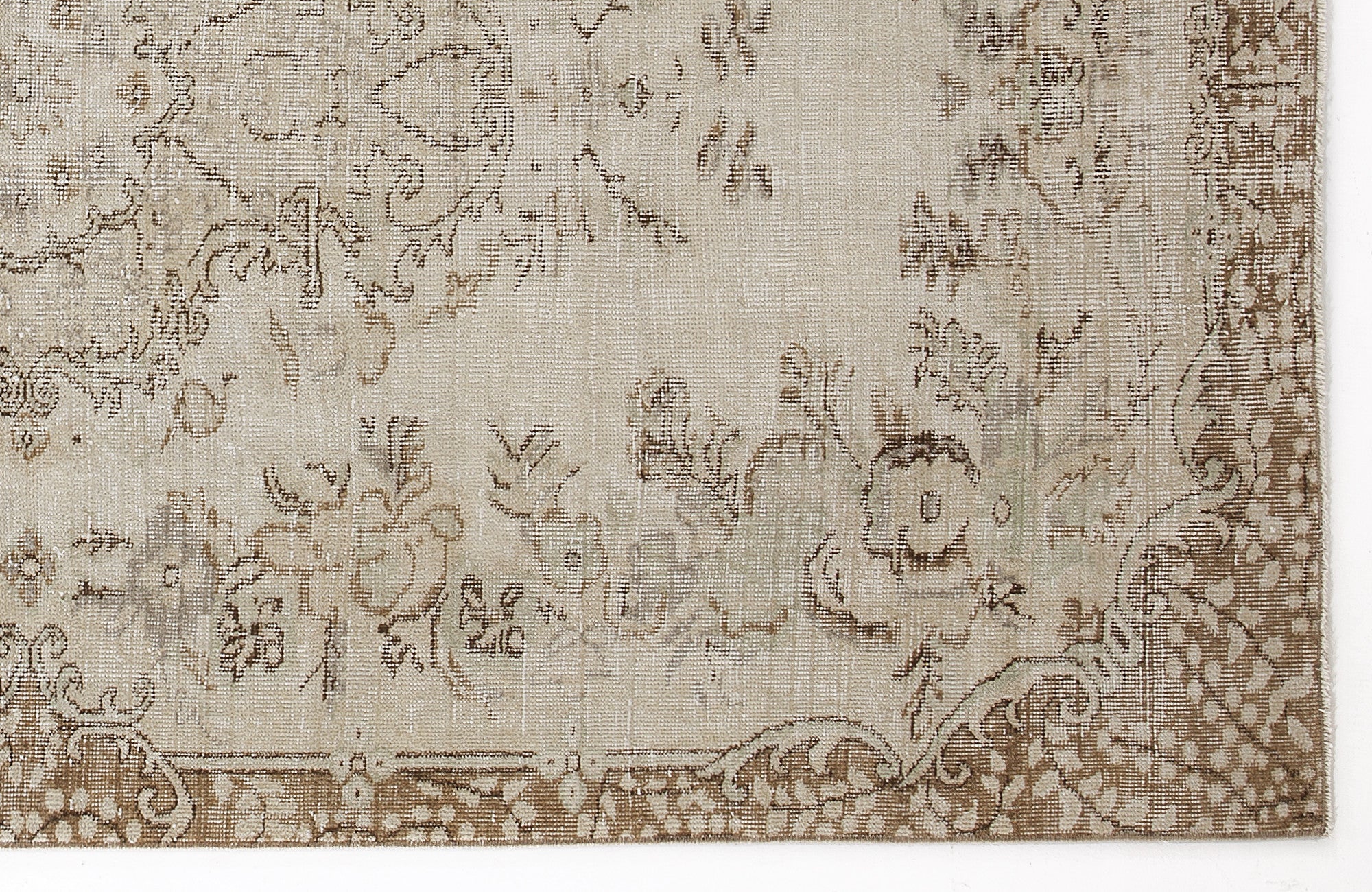 Atina 6140 Beige Vintage Wool Handmade Area Rug 5'1" x 8'10"