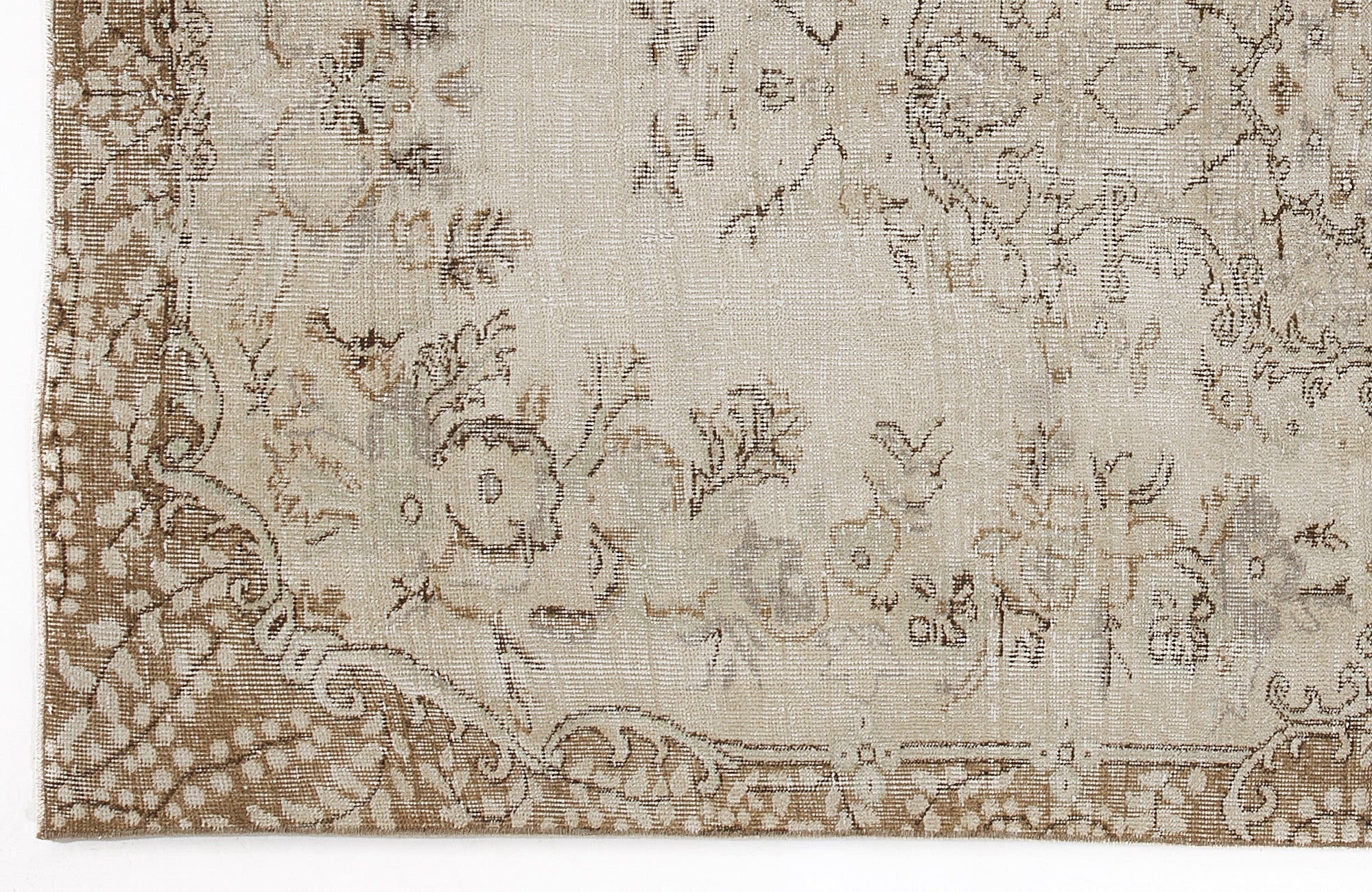 Atina 6140 Beige Vintage Wool Handmade Area Rug 5'1" x 8'10"