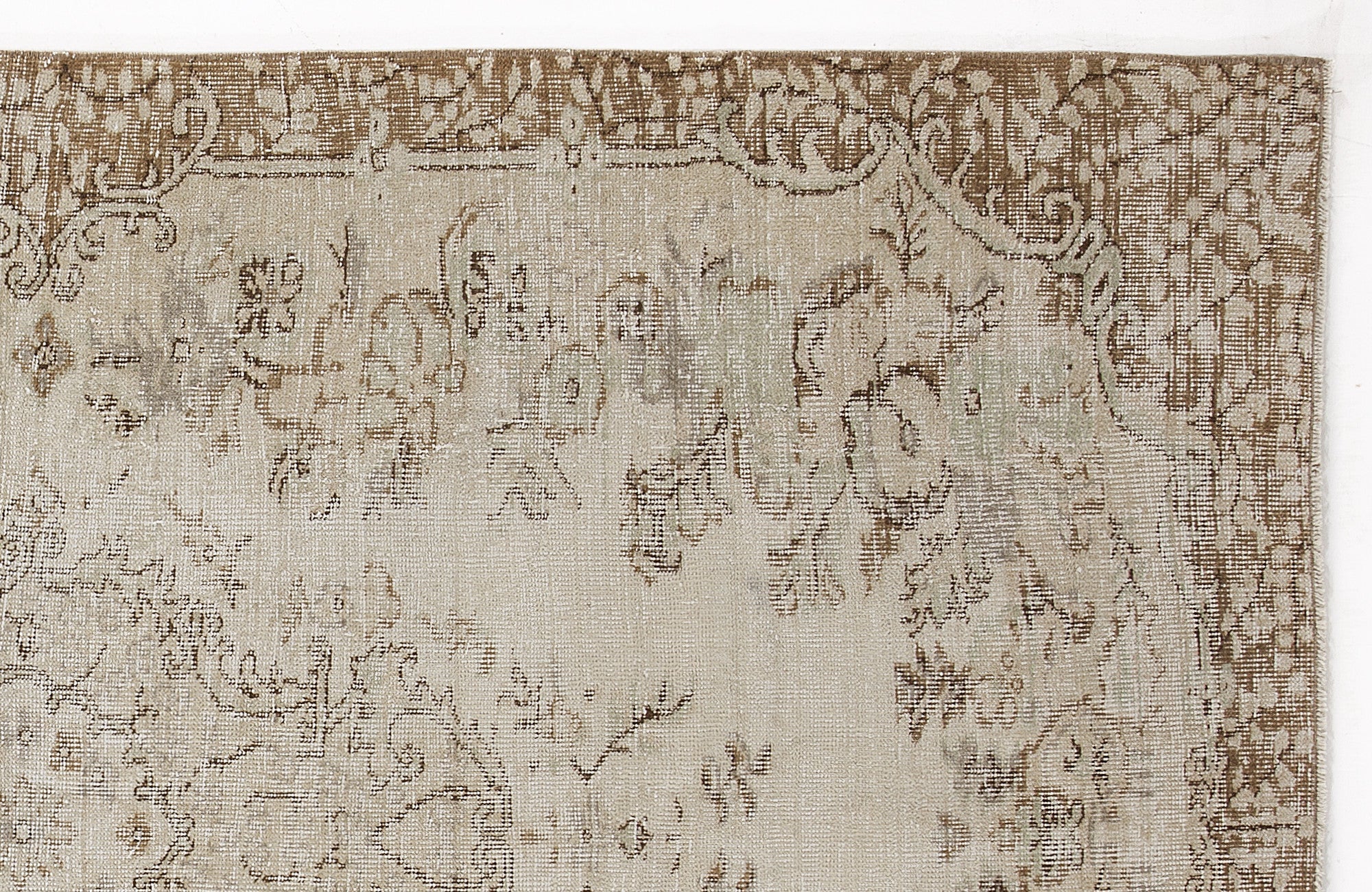 Atina 6140 Beige Vintage Wool Handmade Area Rug 5'1" x 8'10"