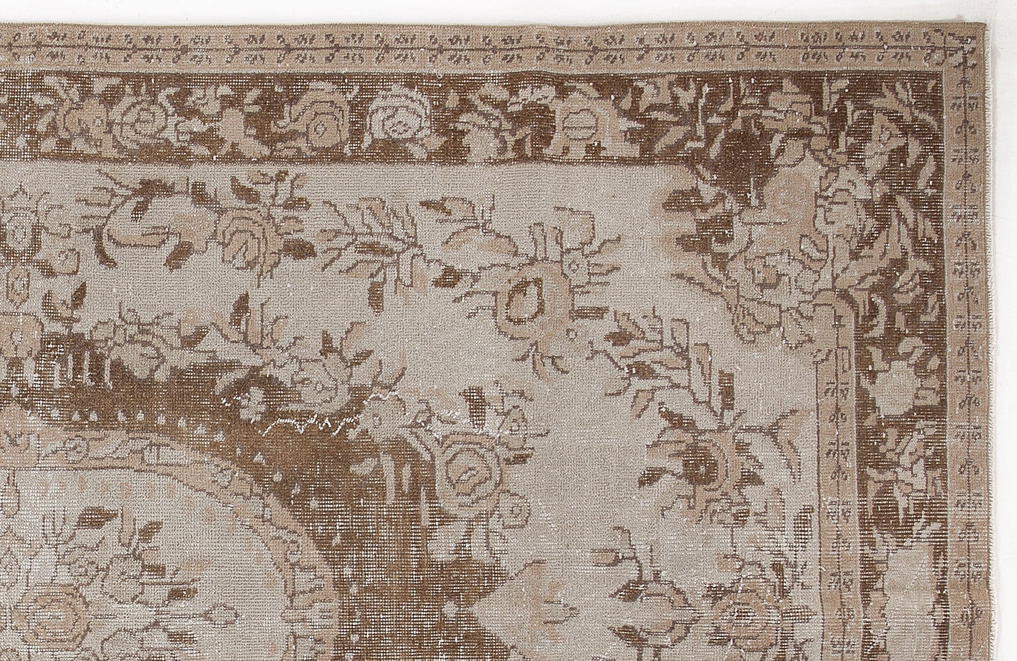 Atina 6222 Beige Vintage Wool Handmade Area Rug 5'7" x 9'4"