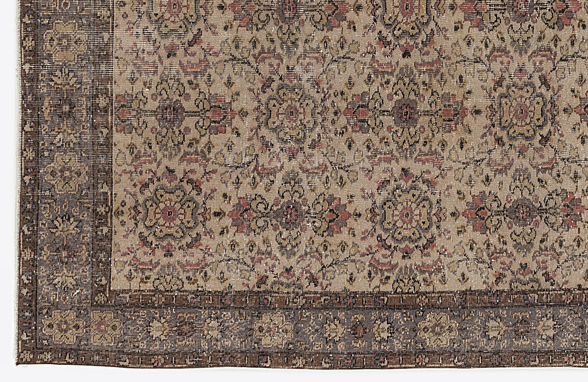Atina 6427 Beige Vintage Wool Handmade Area Rug 5'3" x 8'6"