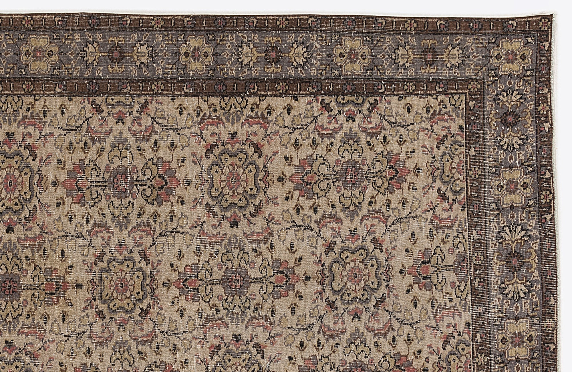 Atina 6427 Beige Vintage Wool Handmade Area Rug 5'3" x 8'6"
