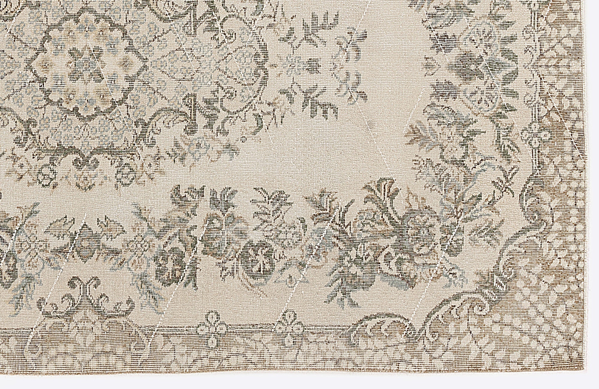 Atina 6737 Beige Vintage Wool Handmade Area Rug 5'7" x 8'8"