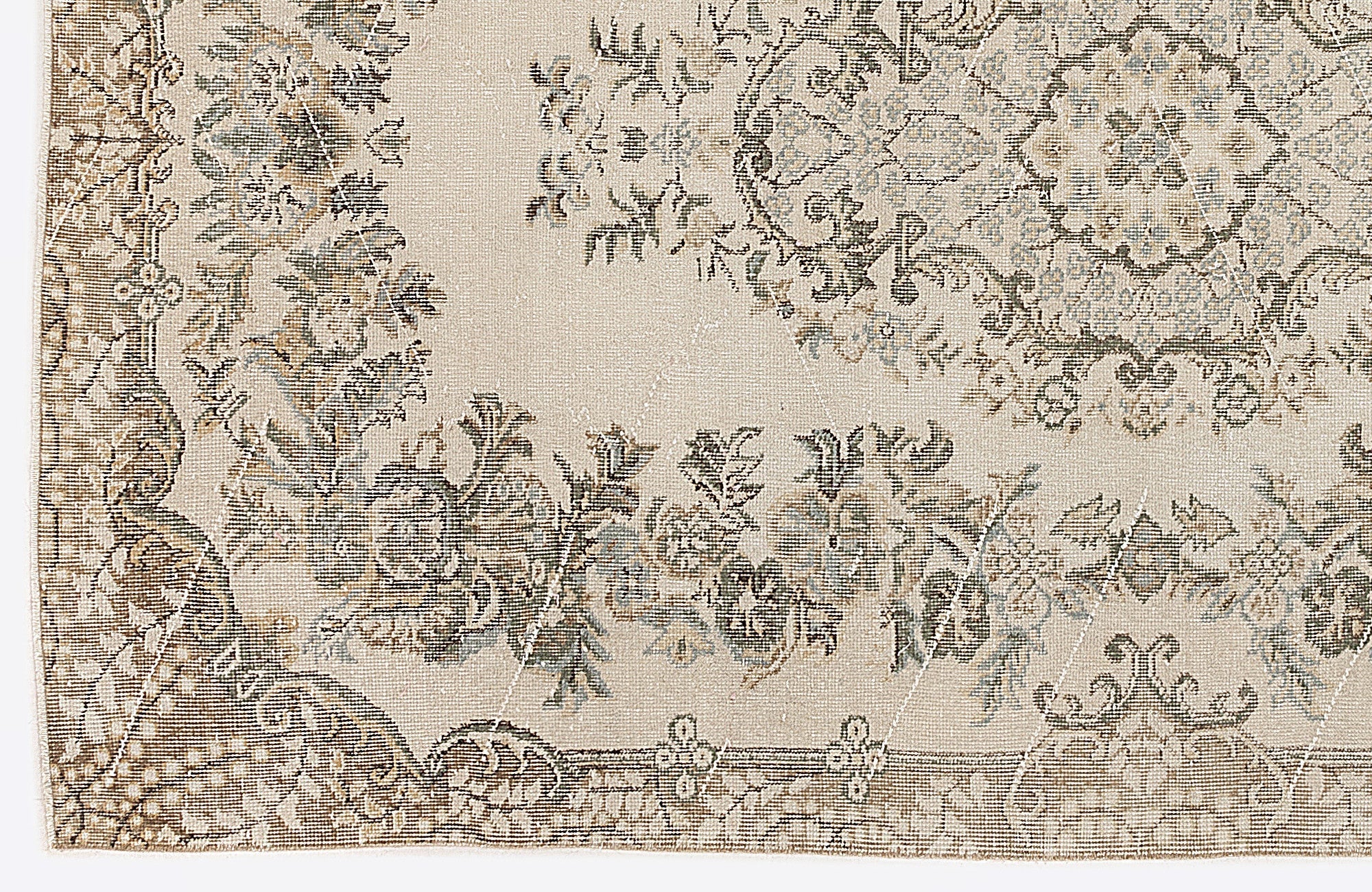 Atina 6737 Beige Vintage Wool Handmade Area Rug 5'7" x 8'8"