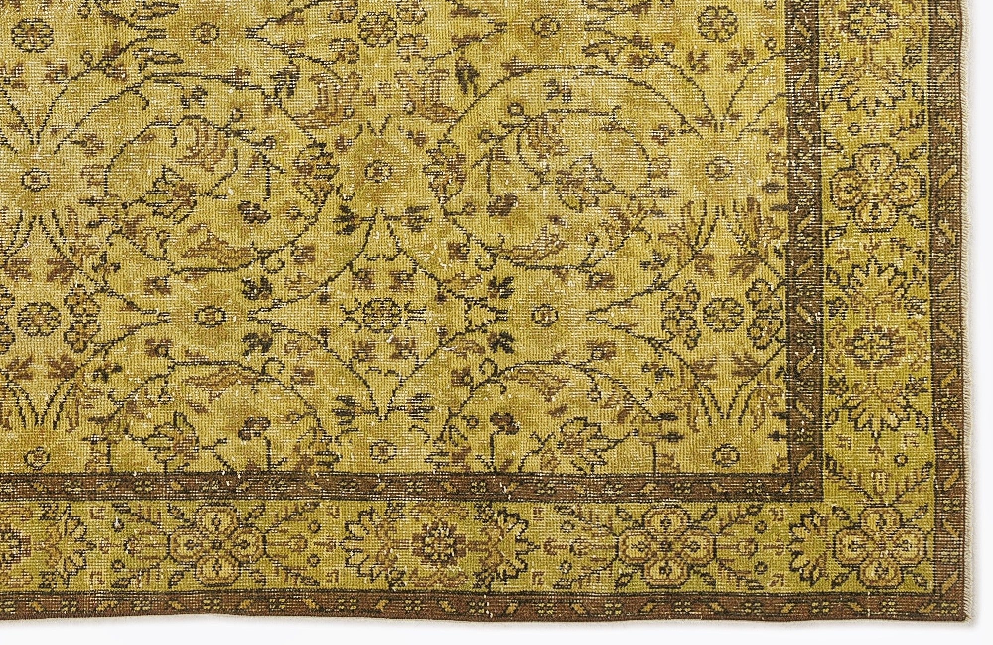 Atina 6948 Yellow Vintage Wool Handmade Area Rug 5'6" x 9'6"