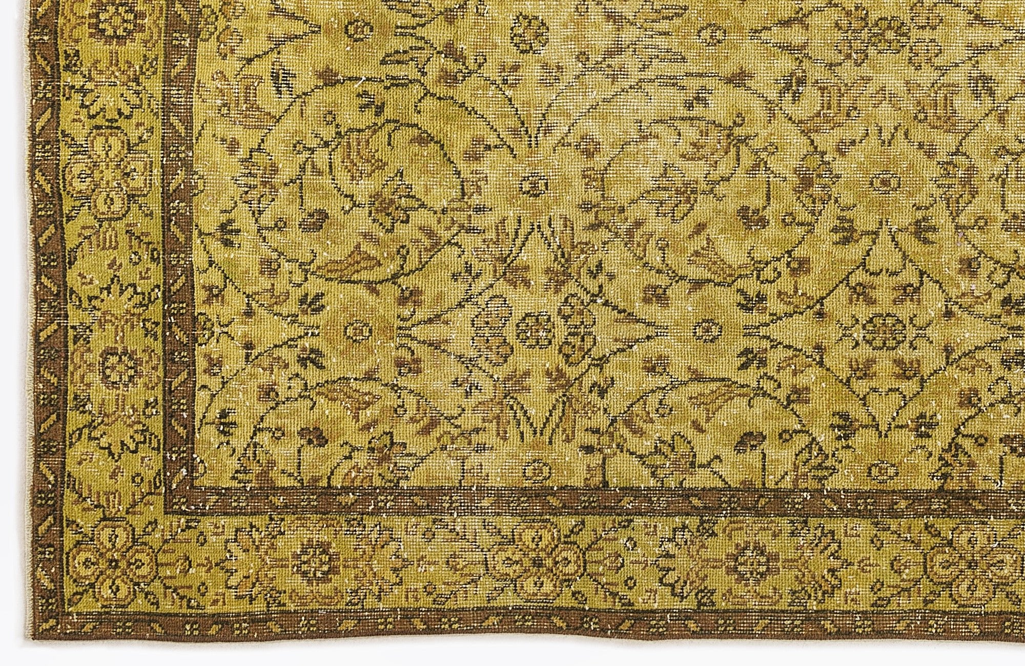 Atina 6948 Yellow Vintage Wool Handmade Area Rug 5'6" x 9'6"