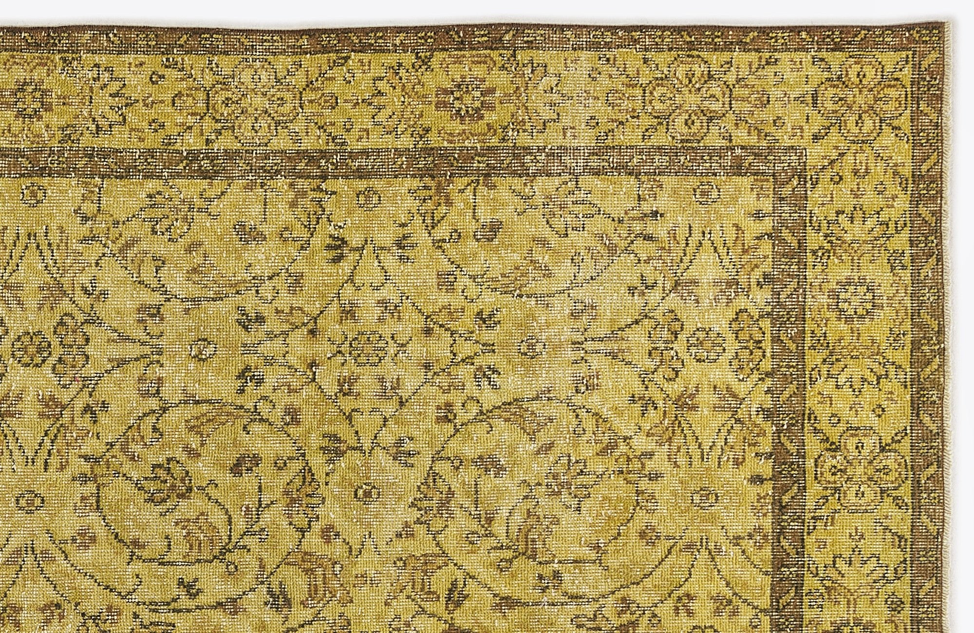 Atina 6948 Yellow Vintage Wool Handmade Area Rug 5'6" x 9'6"