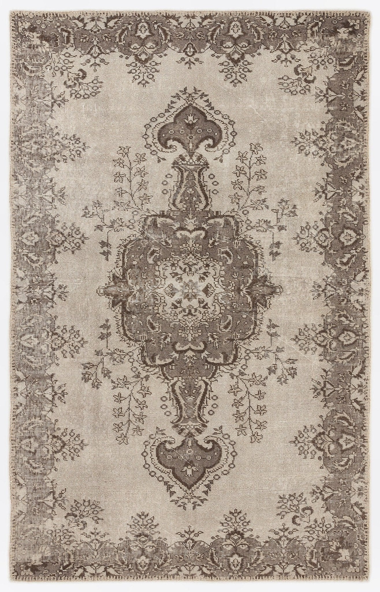 Atina 6996 Beige Vintage Wool Handmade Area Rug 5'4" x 8'6"