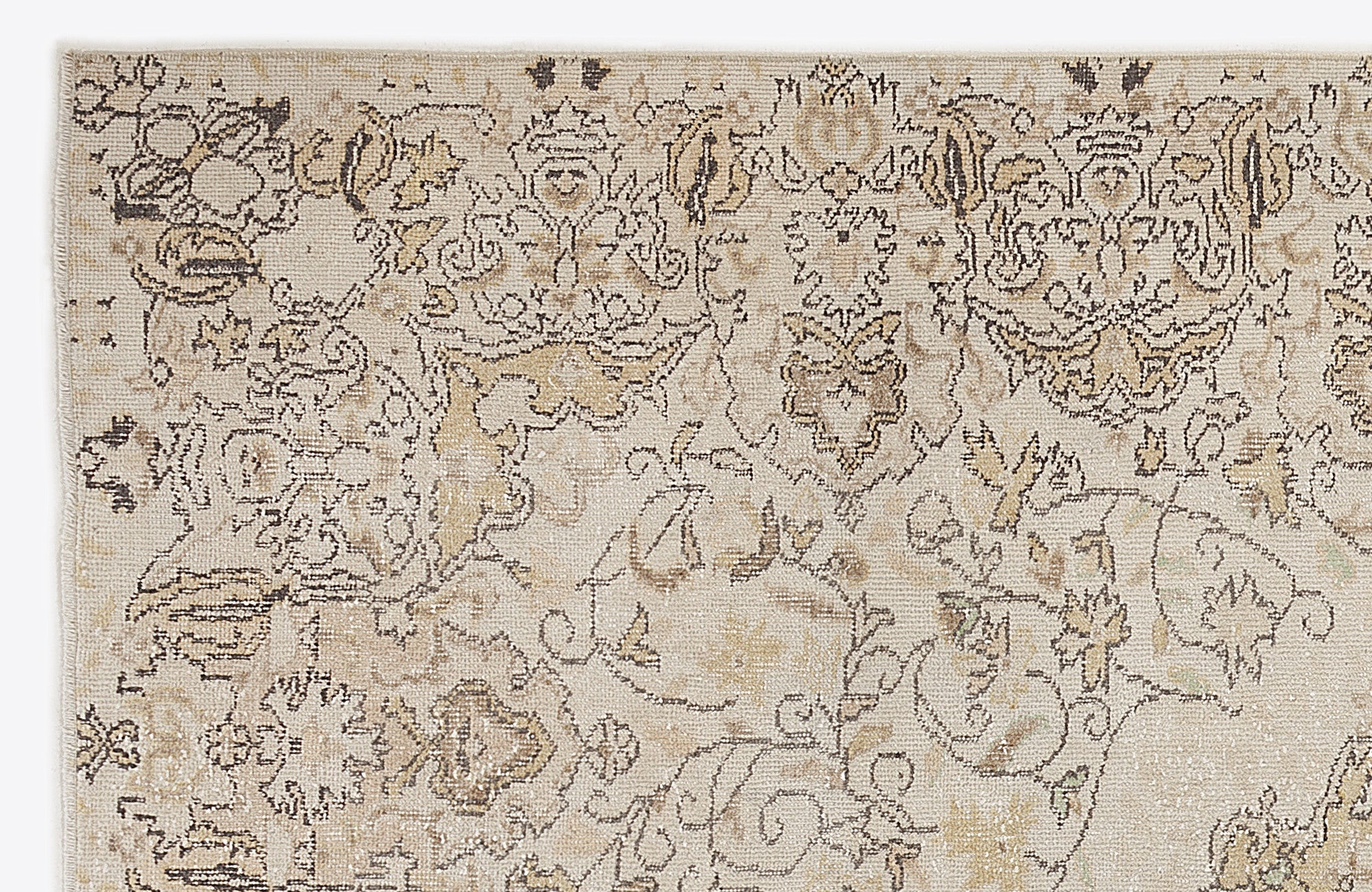 Atina 7010 Beige Vintage Wool Handmade Area Rug 5'6" x 9'3"
