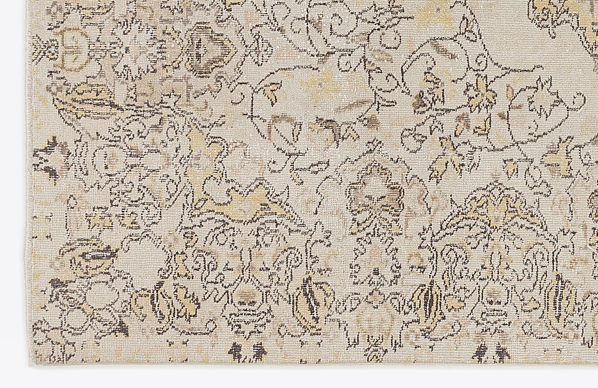 Atina 7010 Beige Vintage Wool Handmade Area Rug 5'6" x 9'3"