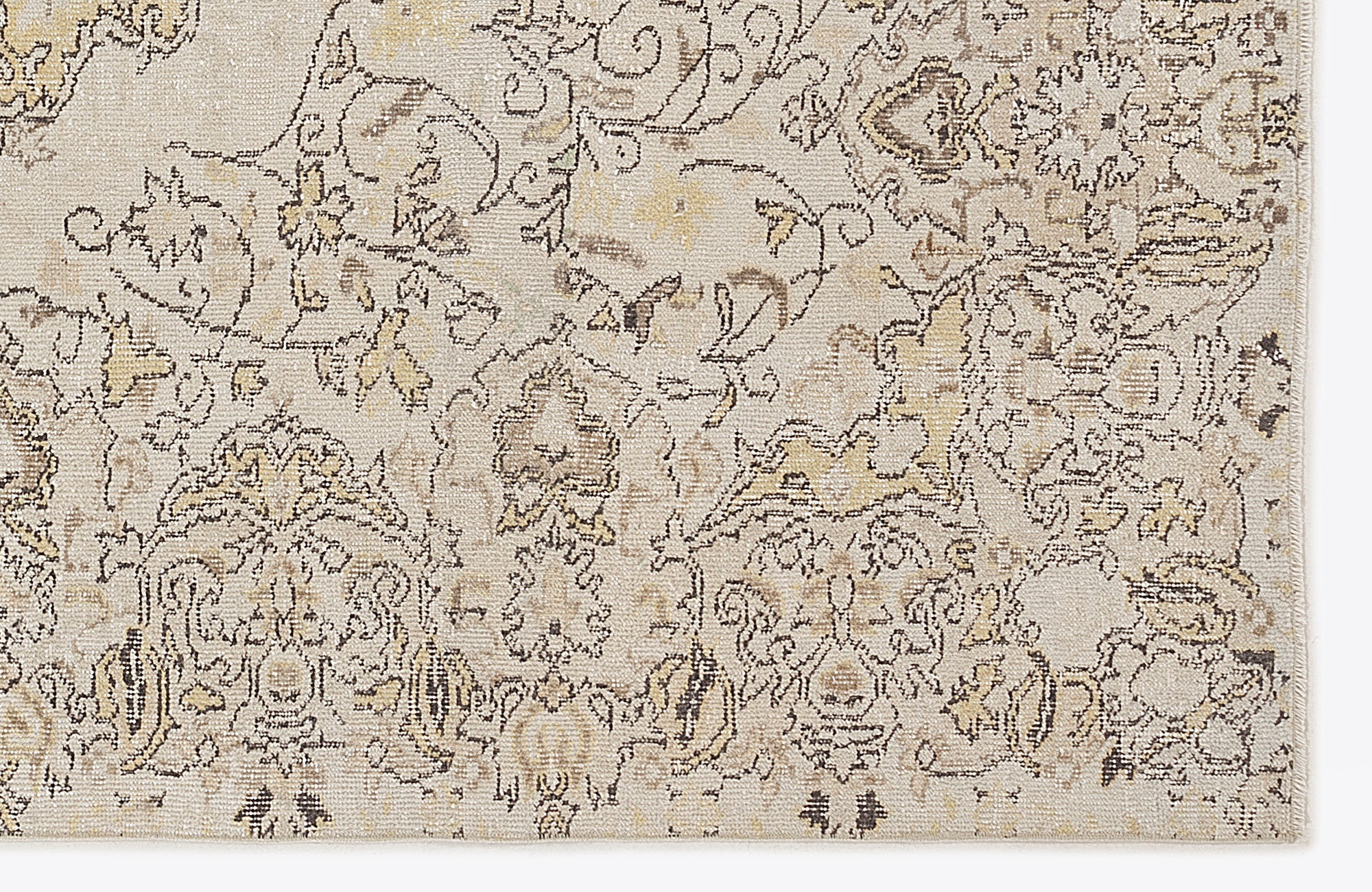 Atina 7010 Beige Vintage Wool Handmade Area Rug 5'6" x 9'3"