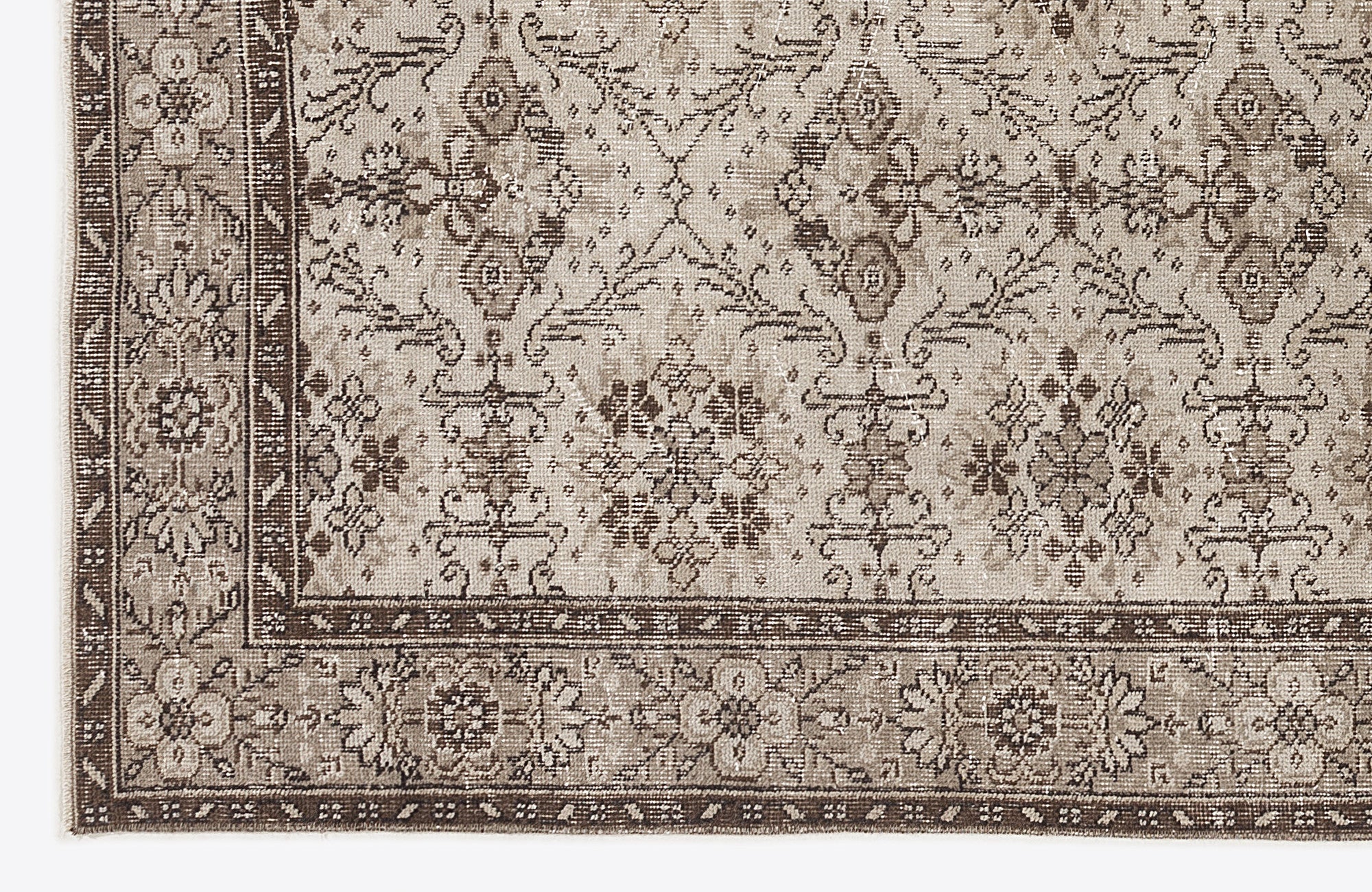 Atina 7075 Beige Vintage Wool Handmade Area Rug 5'7" x 9'6"