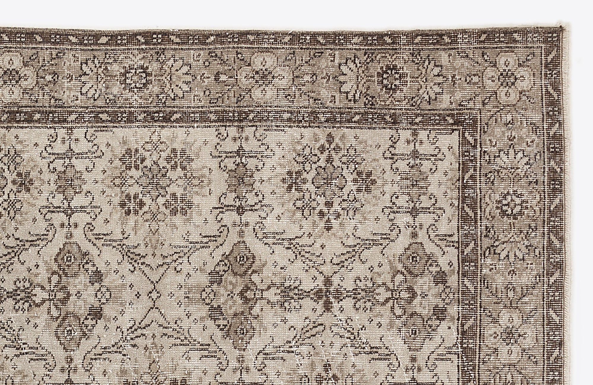 Atina 7075 Beige Vintage Wool Handmade Area Rug 5'7" x 9'6"