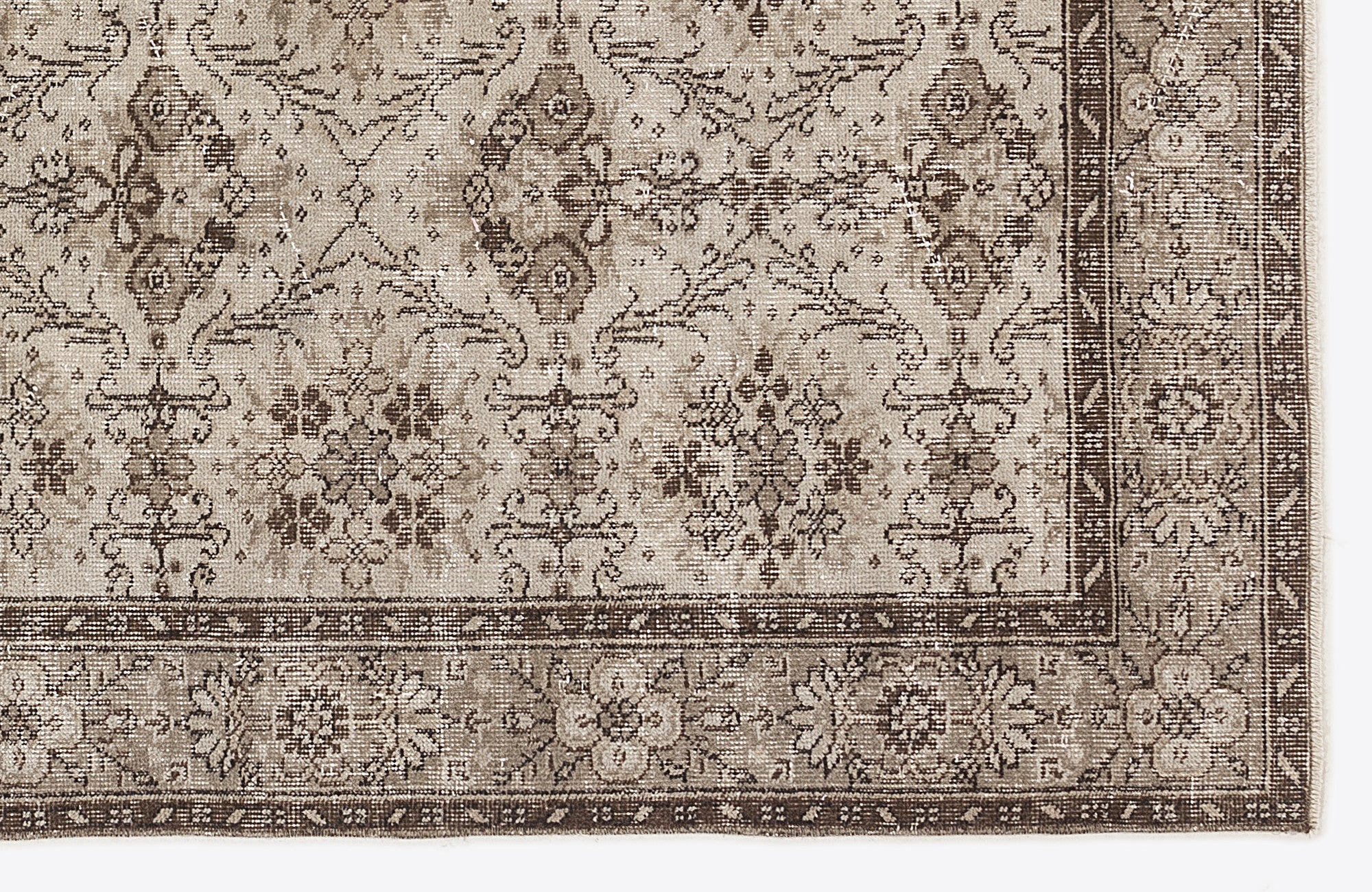 Atina 7075 Beige Vintage Wool Handmade Area Rug 5'7" x 9'6"
